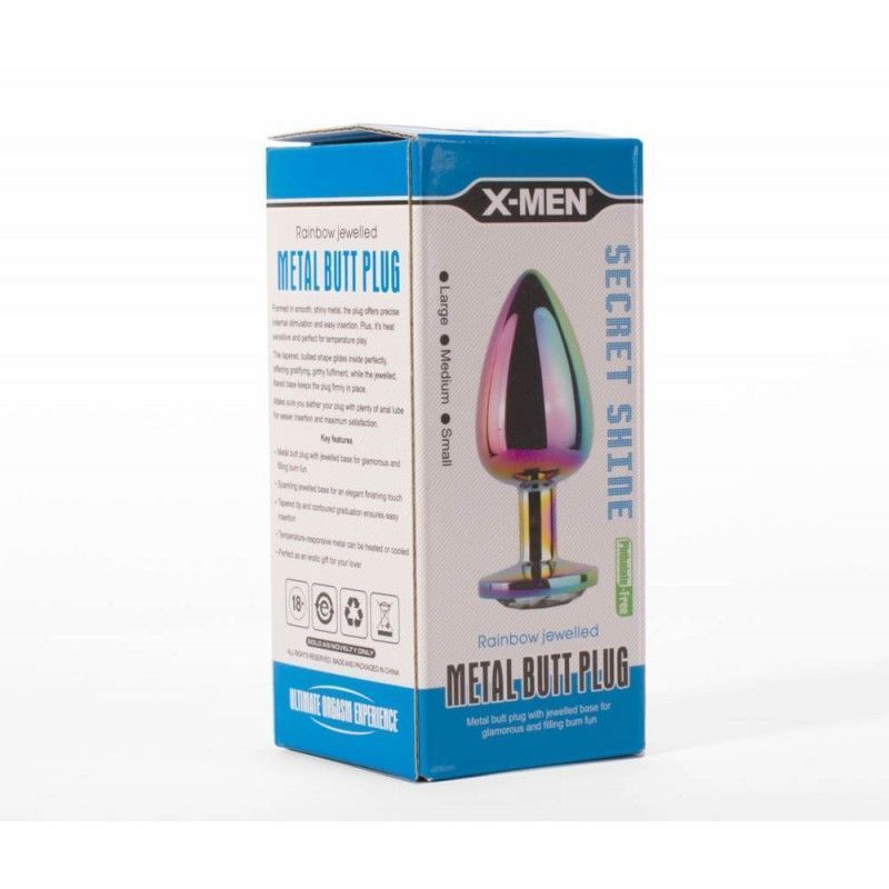 X-Men Secret Shine Rainbow - Korek analny, Multi, 8.2 cm, M