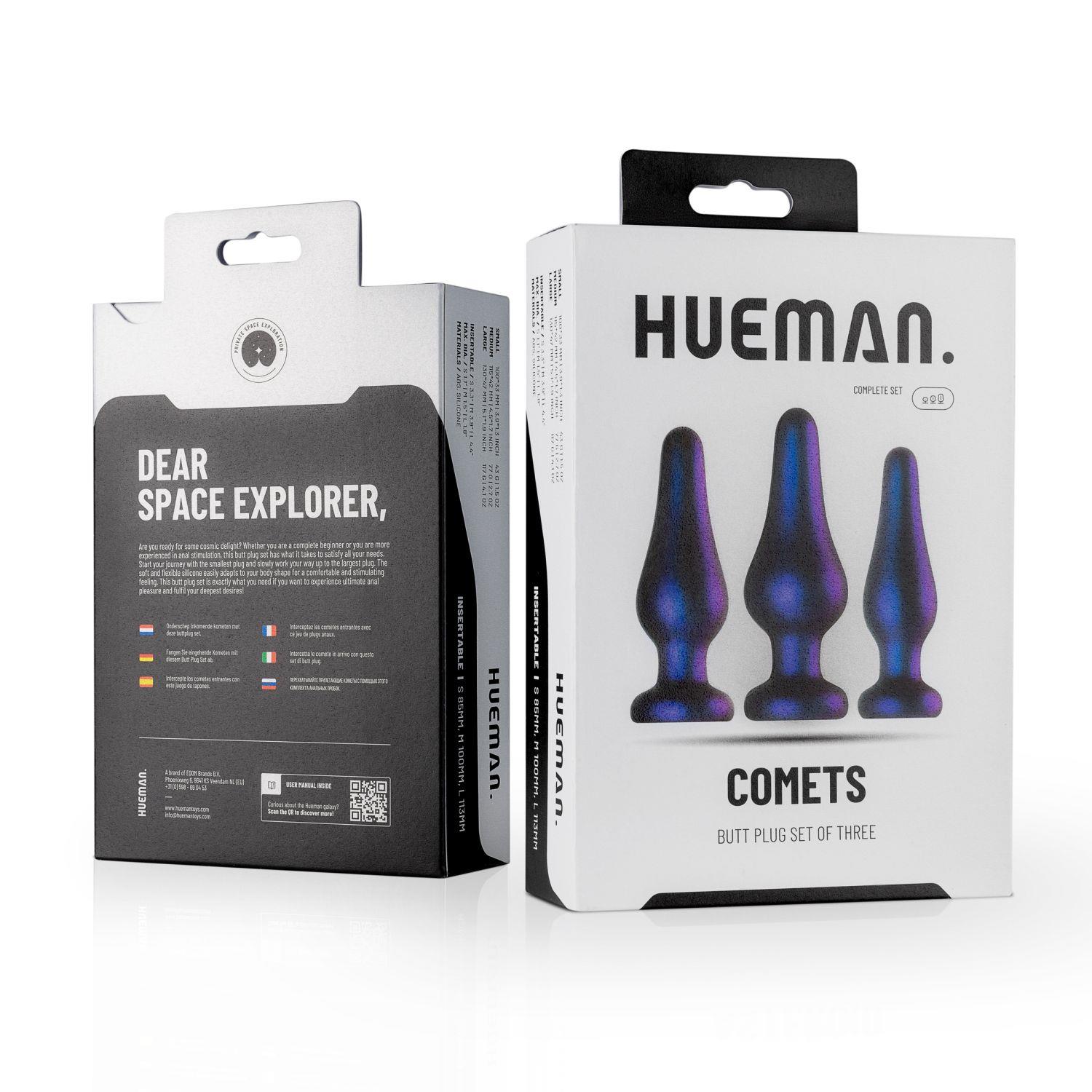 Zestaw korków analnych Hueman Comets Butt Plug Set, 3 3 szt. (fioletowy)