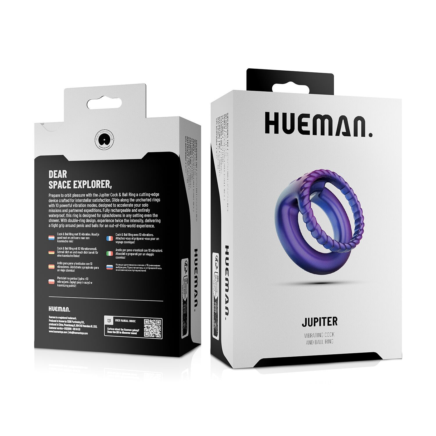 Эрекционное кольцо Hueman Jupiter Vibrating Cock and Ball Ring, 3.2 см (фиолетовый)