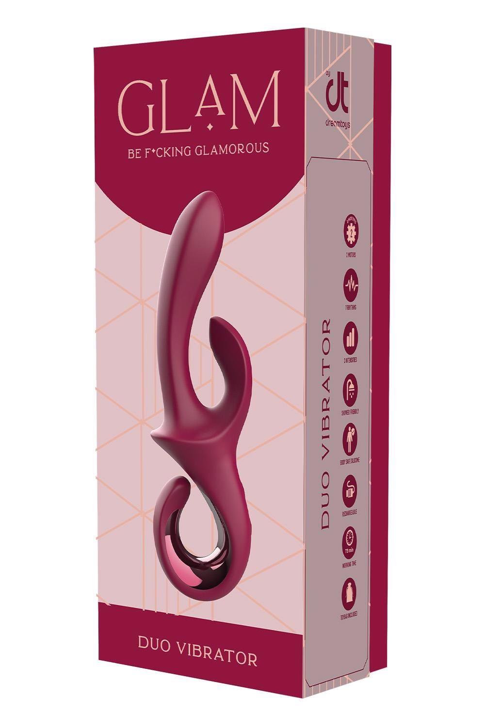 Вибратор-кролик Glam Duo Vibrator, 22.7 см (бордовый)