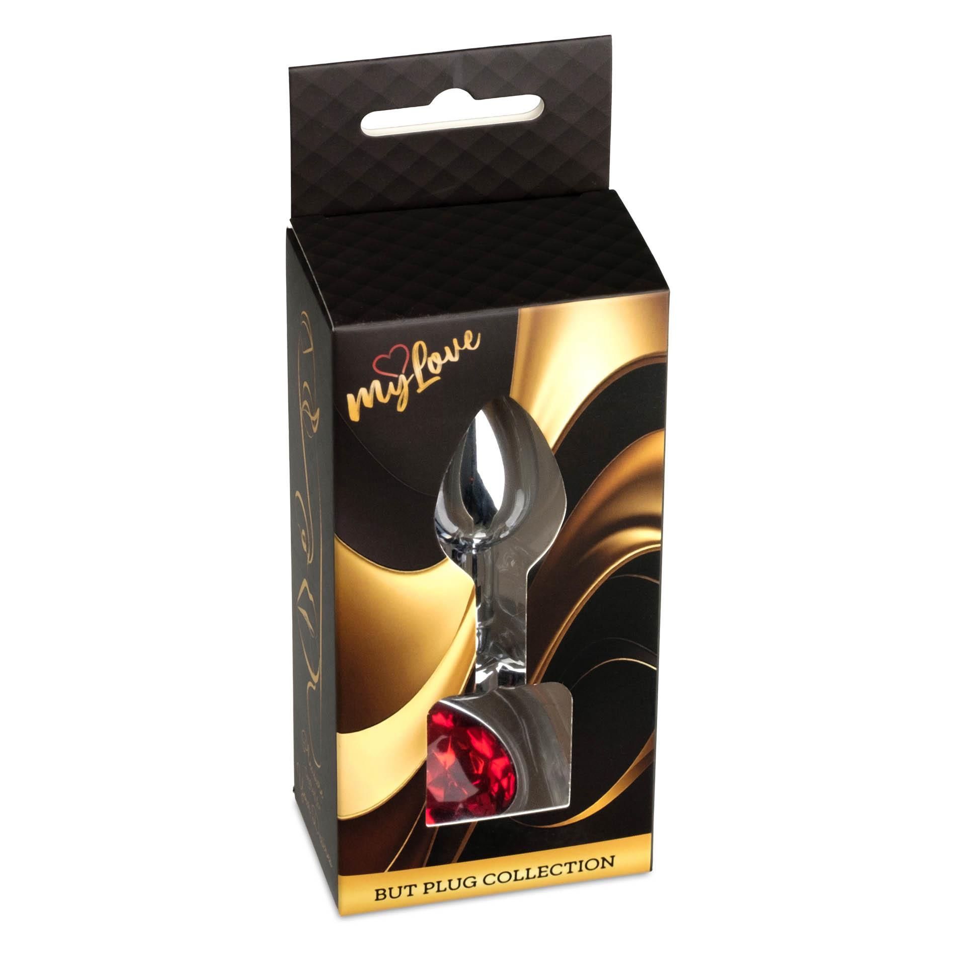 Korek analny MyLove Toys Jewellery Silver Heart Plug, 7 cm (czerwony)