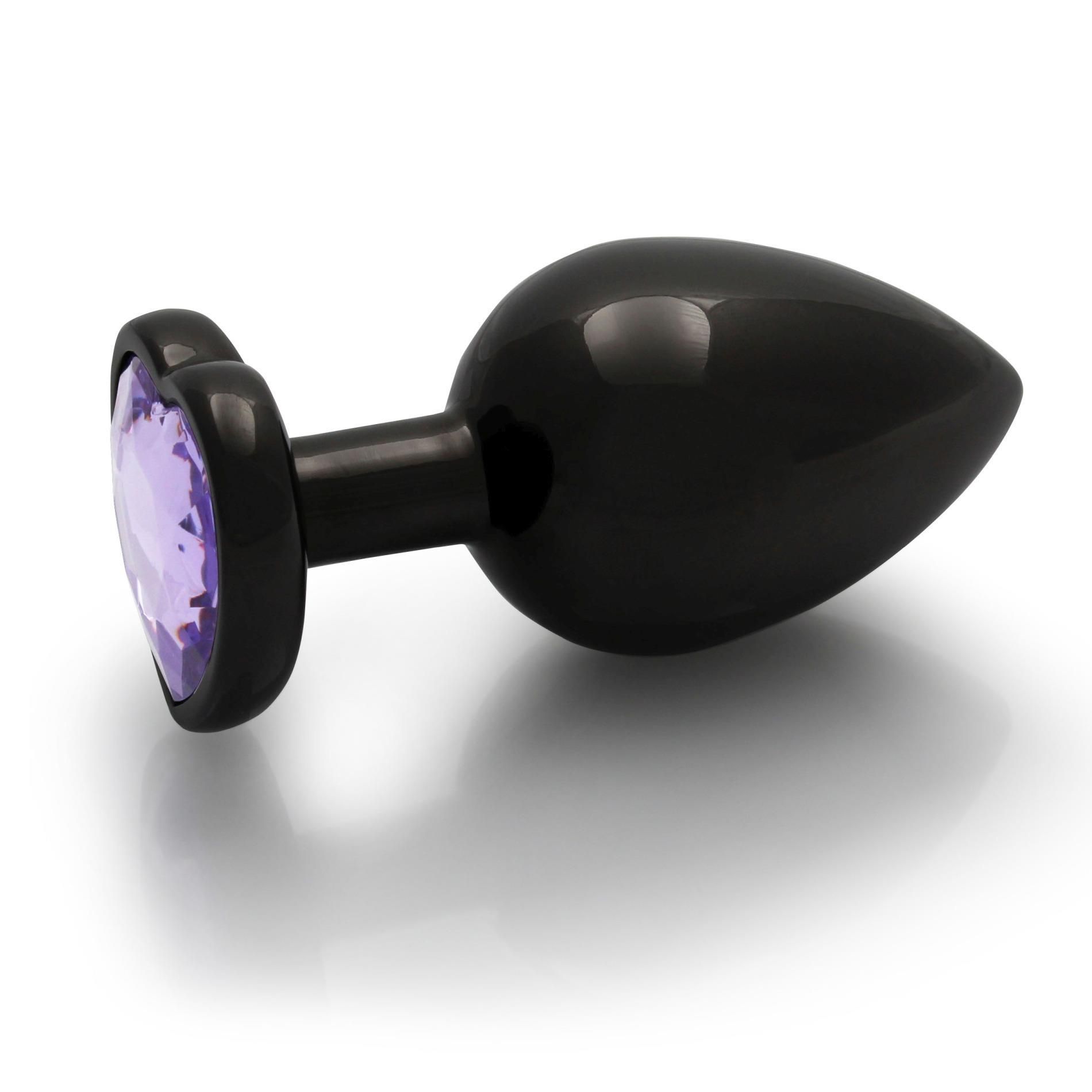 Korek analny Ouch! Heart Gem Butt Plug Small, 6.9 cm (czarny)