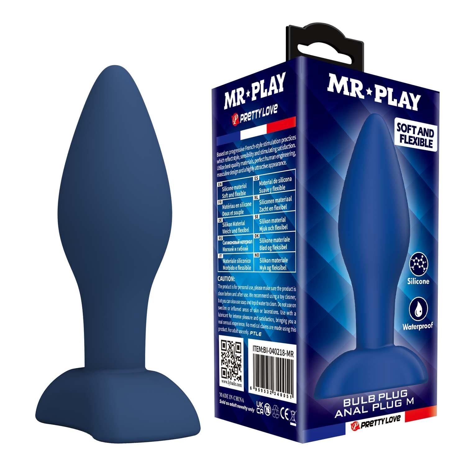 Korek analny Mr. Play Bulb M, 10.5 cm (niebieski)
