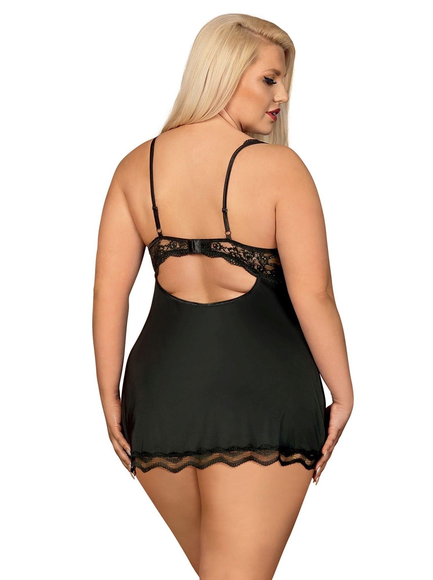 Кружевной эротический комплект Obsessive Luvae, 2XL/3XL (черный)