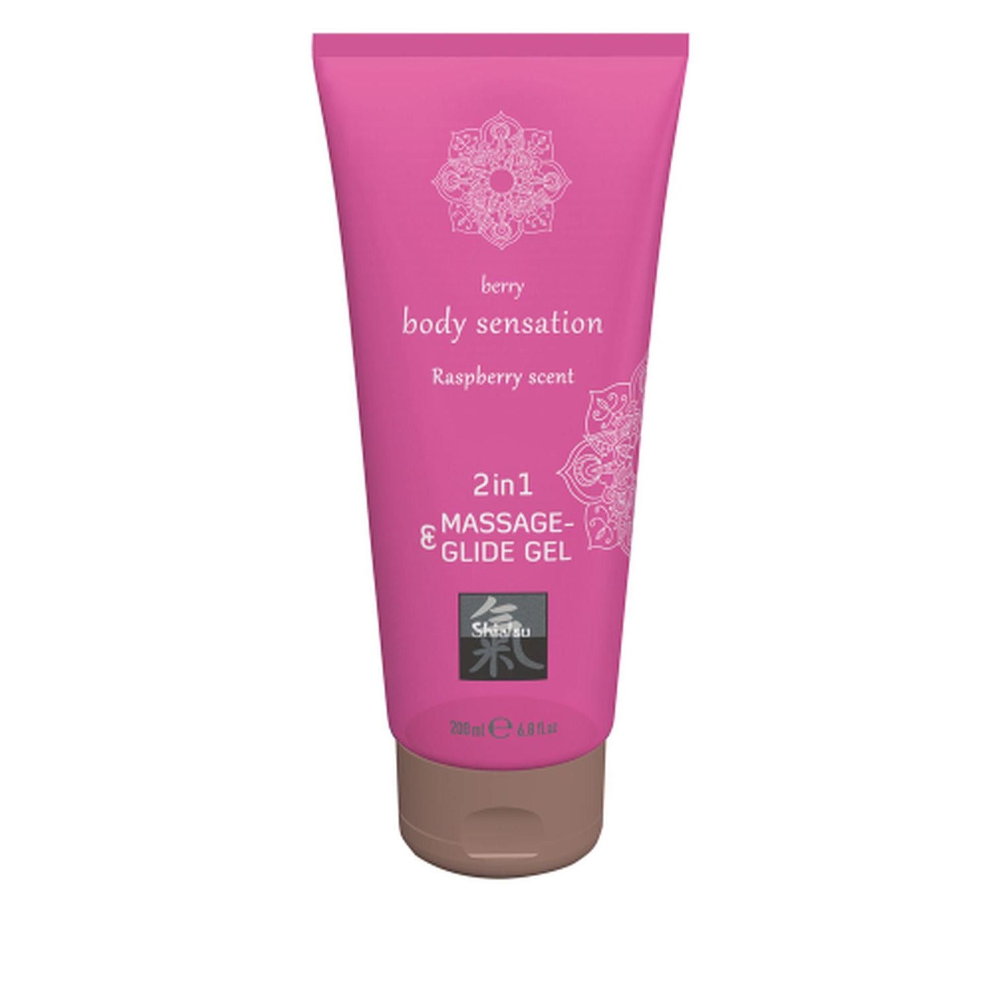 Лубрикант і масажний гель Shiatsu Berry Body Sensation 2in1 малина, 200 мл