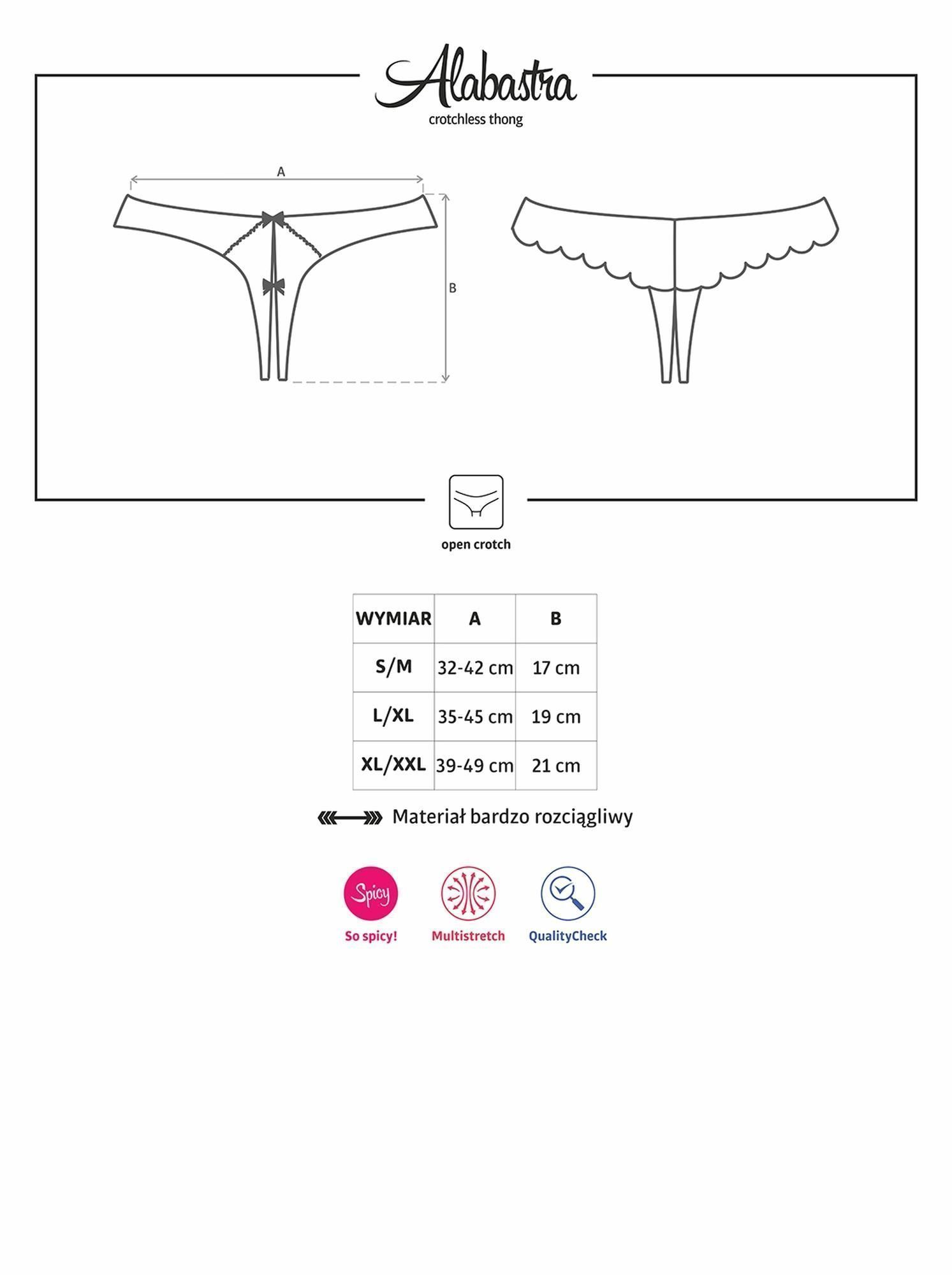 Стринги с открытым доступом Obsessive Alabastra, L/XL (белый)