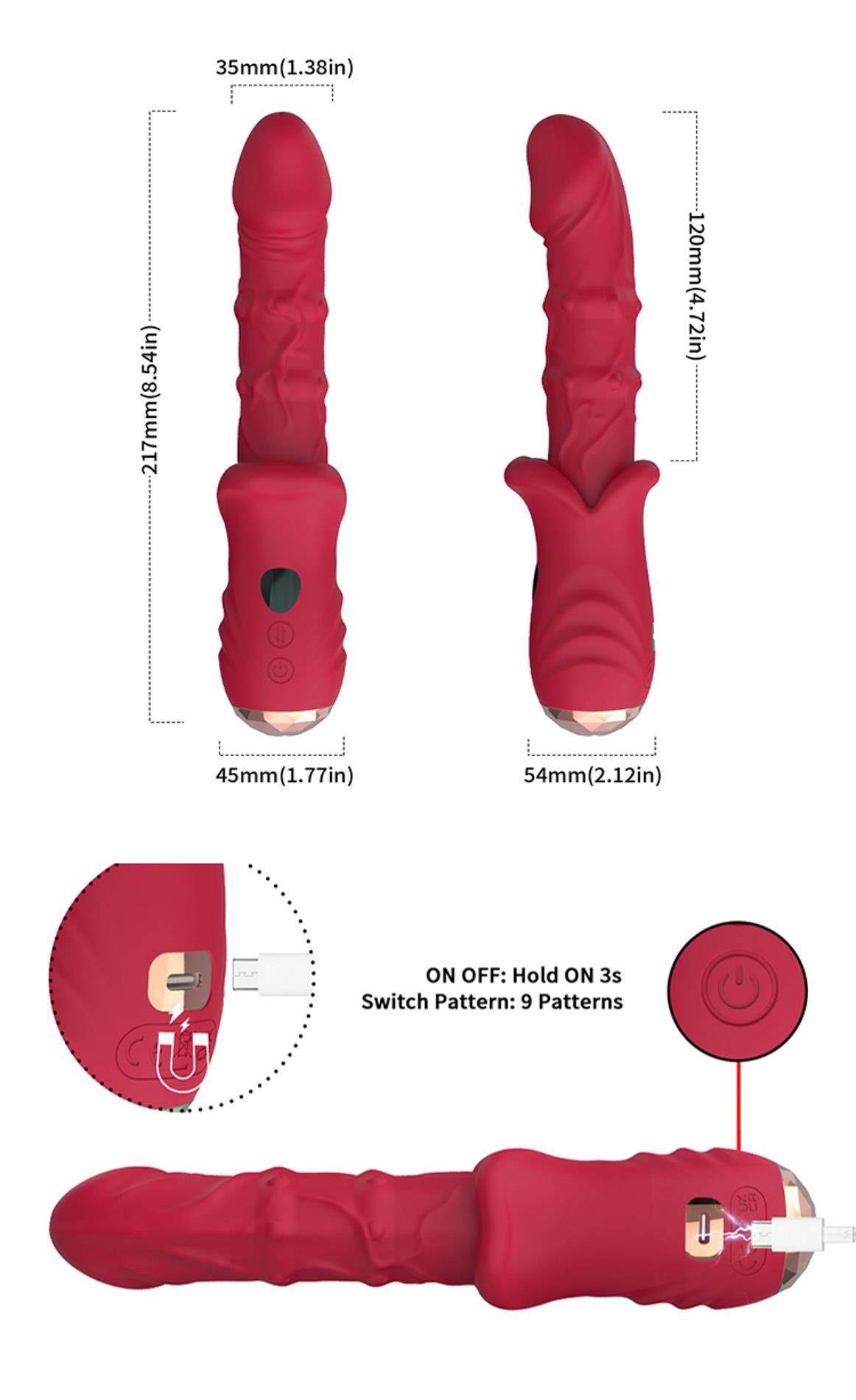 Wibrator B-Series Joy Dick Red, 21.7 cm (czerwony)
