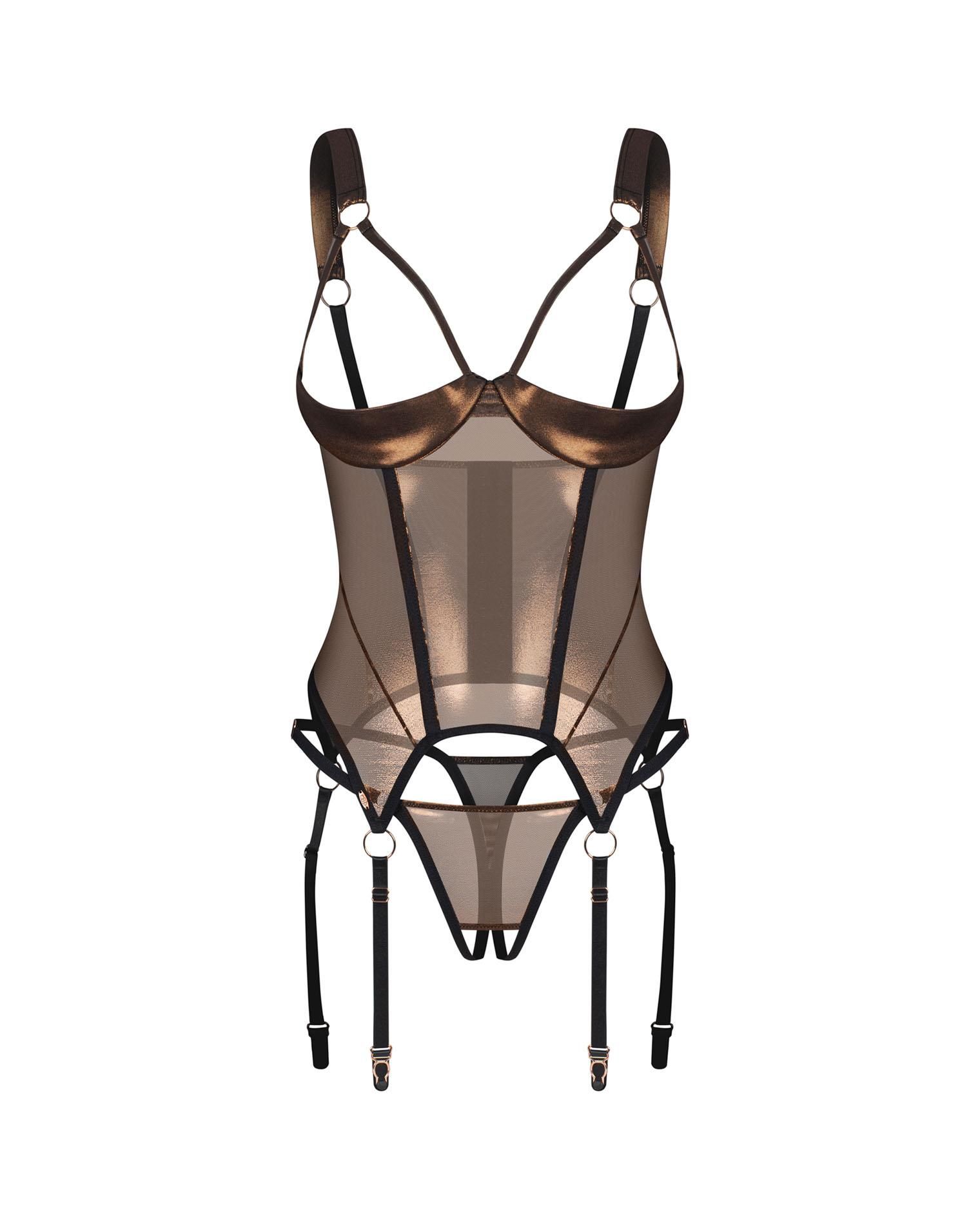 Корсет Obsessive Soranna, L/XL (бронзовый)