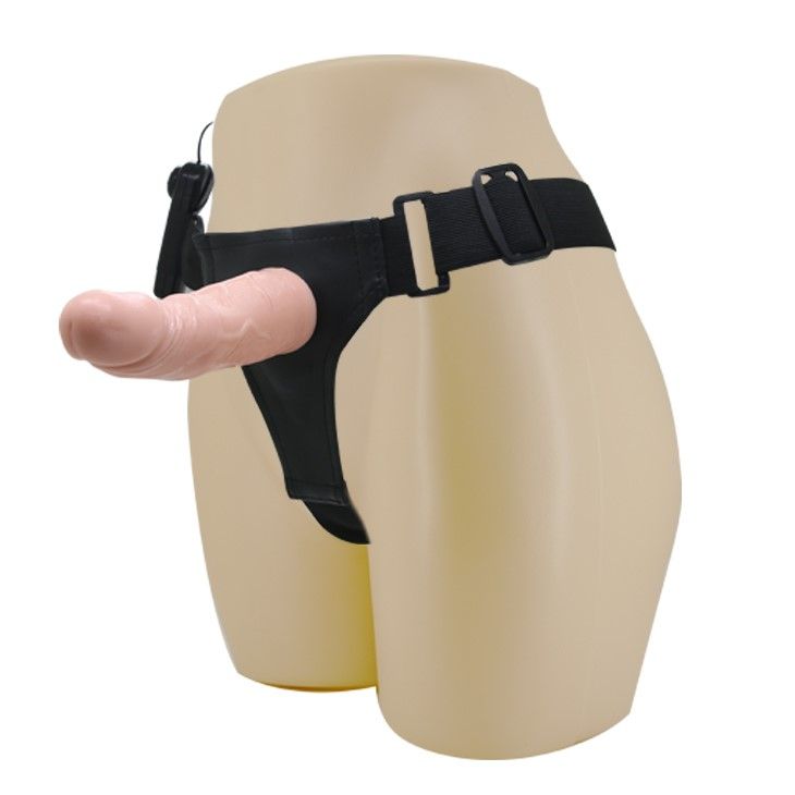 Страпон с вибрацией LyBaile Ultra Passionate Harness, 15 см (телесный)