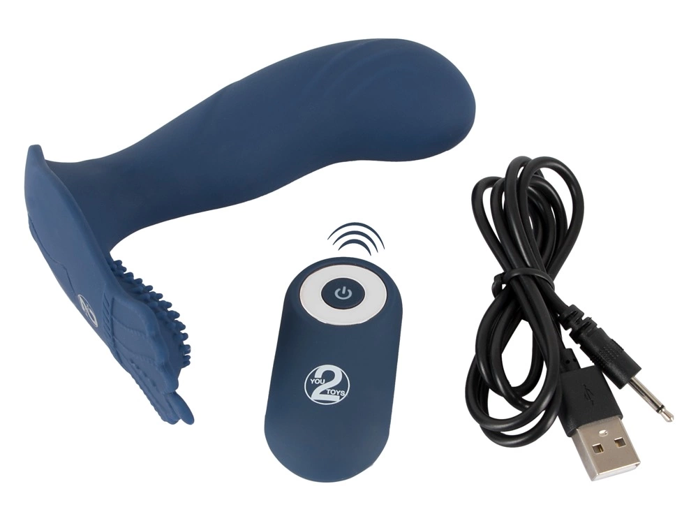 Стимулятор простаты You2Toys Vibrating Butt Plug With Nubs, 11.7 см (синий)