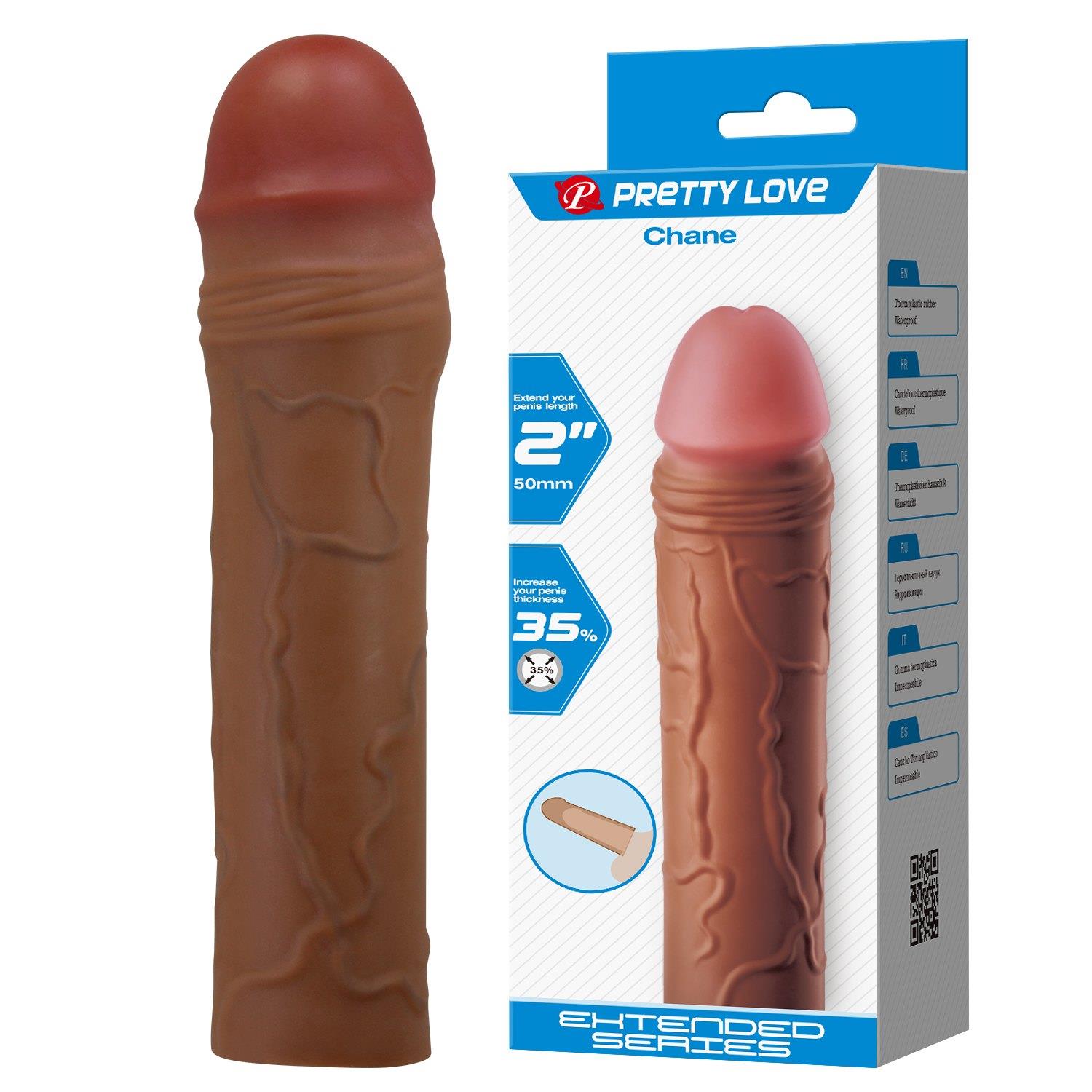 Насадка на пенис Pretty Love Chane, 18 см (коричневый)