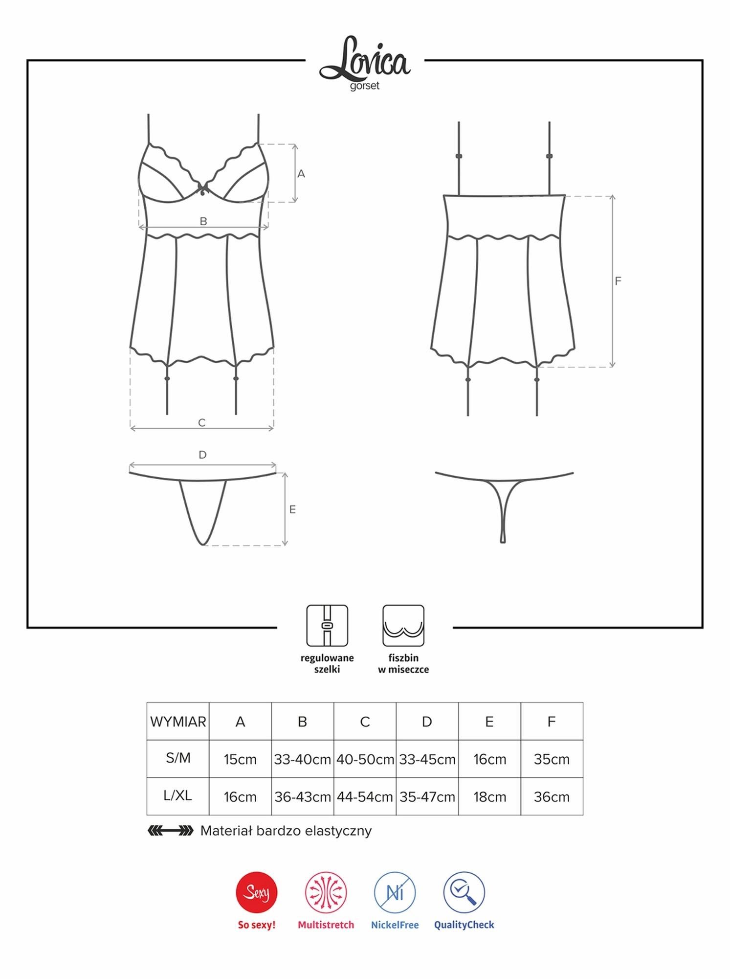 Корсет с подвязками для чулок Obsessive Lovica, S/M (красный)