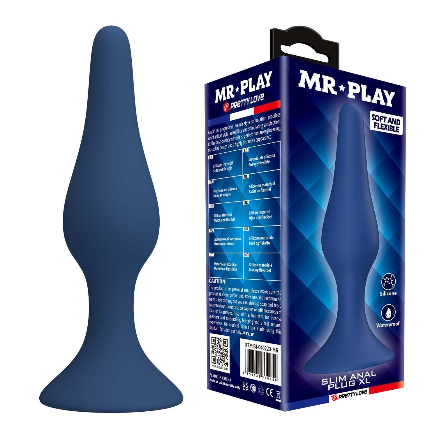Анальная пробка MR. Play Slim Anal Plug XL, 15.4 см (синий)
