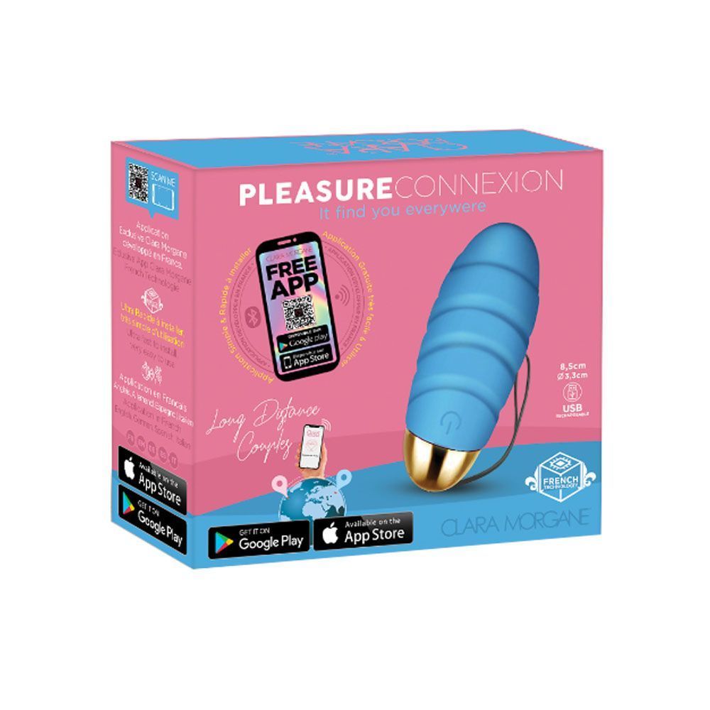 Виброяйцо Clara Morgane Pro Pleasure Connexion, 8,5 см (голубой)