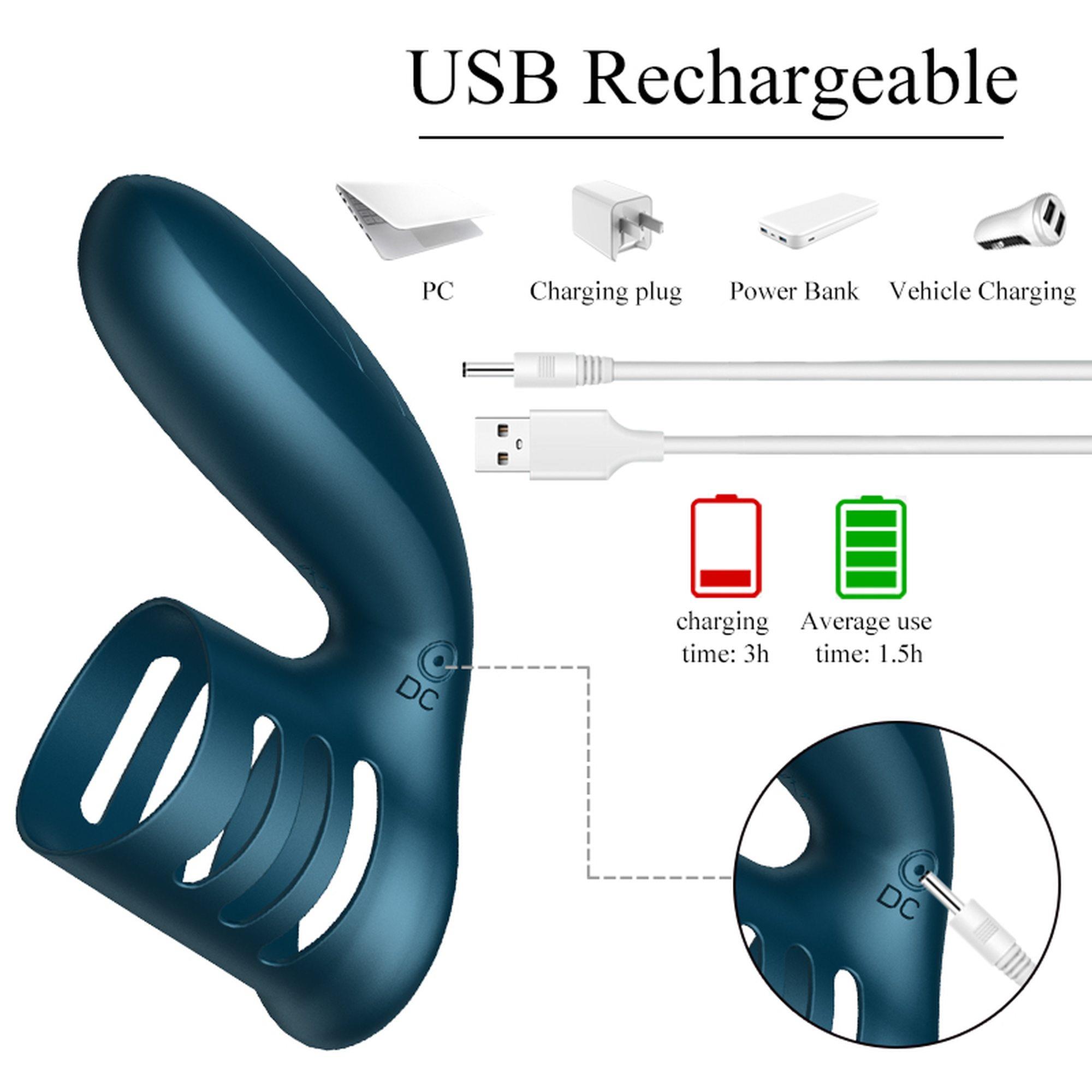 Насадка на пенис Foxshow Wibrator Silicone Ring, 11 см (синий)
