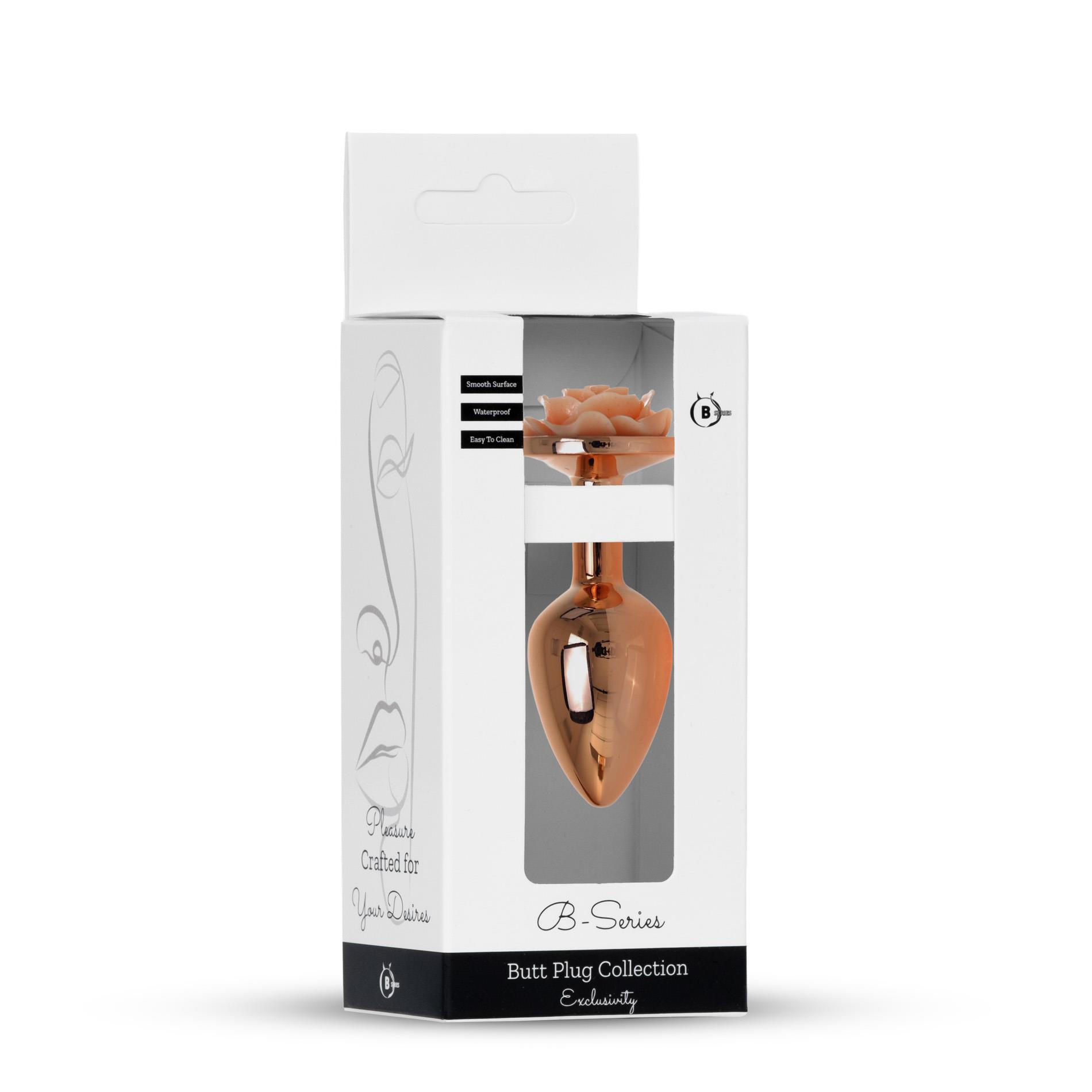 Анальна пробка B - Series HeavyFun Plug-Jewellery Red Gold, 7 см (персиковий)