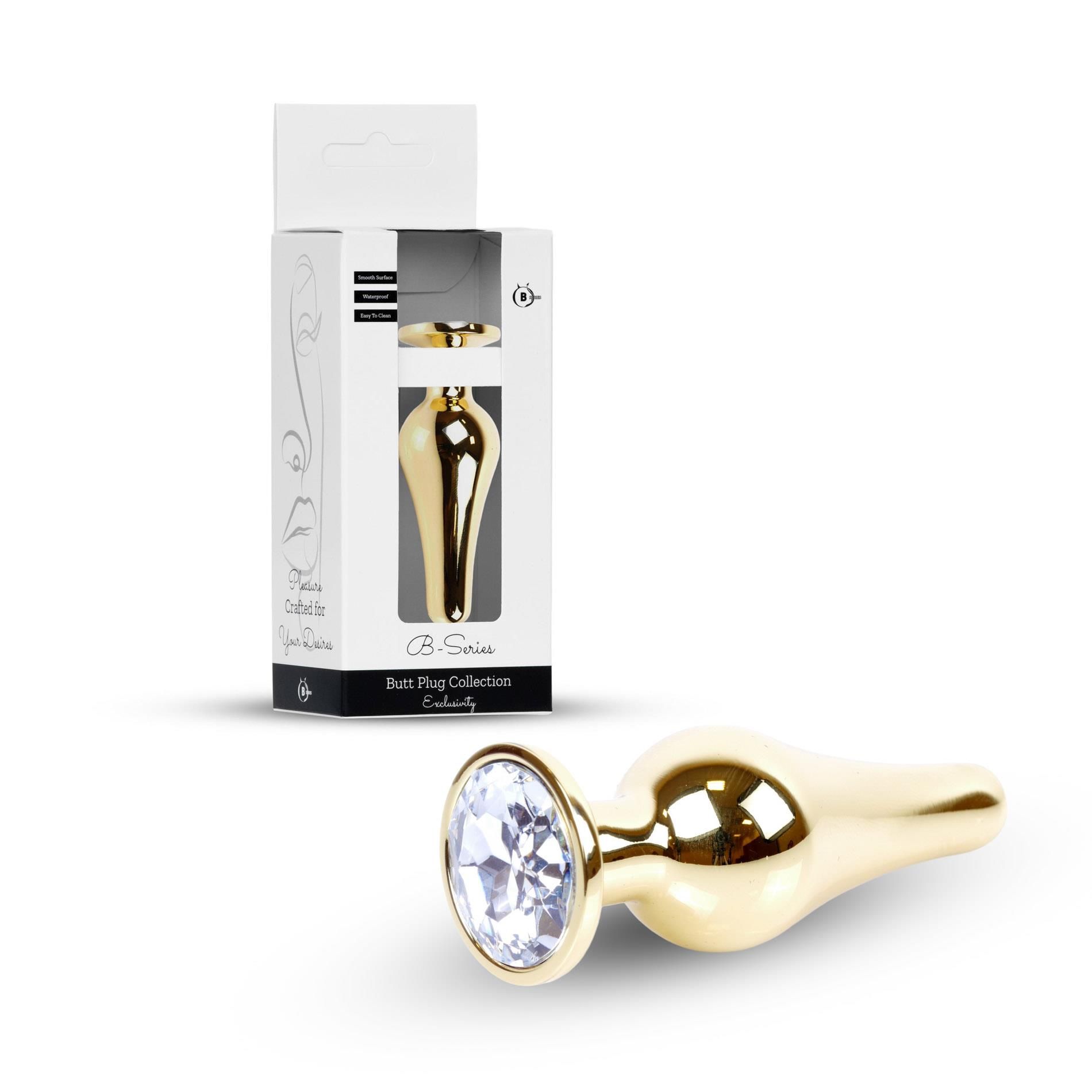 Korek analny B - seria HeavyFun Gold, 9.5 cm (przezroczysty)