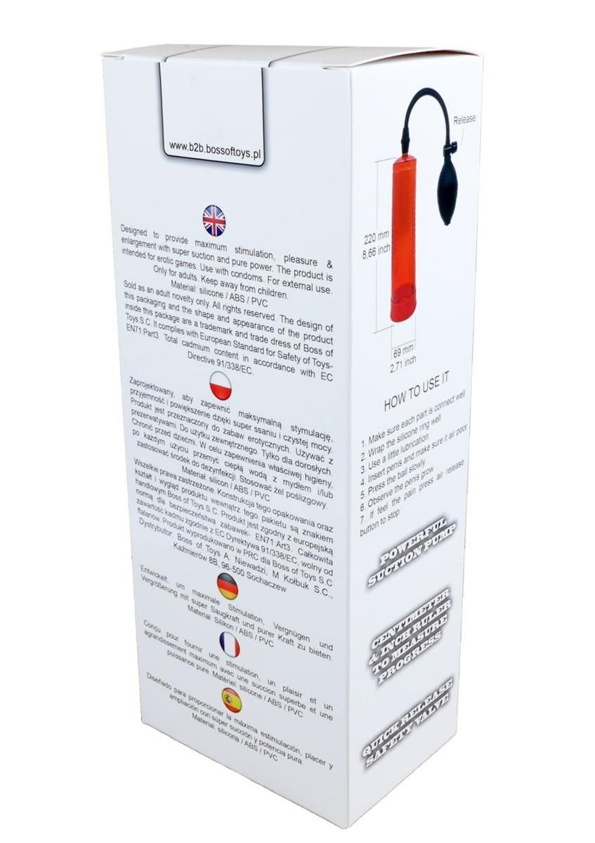 Pompka do penisa Boss Powerpump, 22x6,9 cm (czerwony)