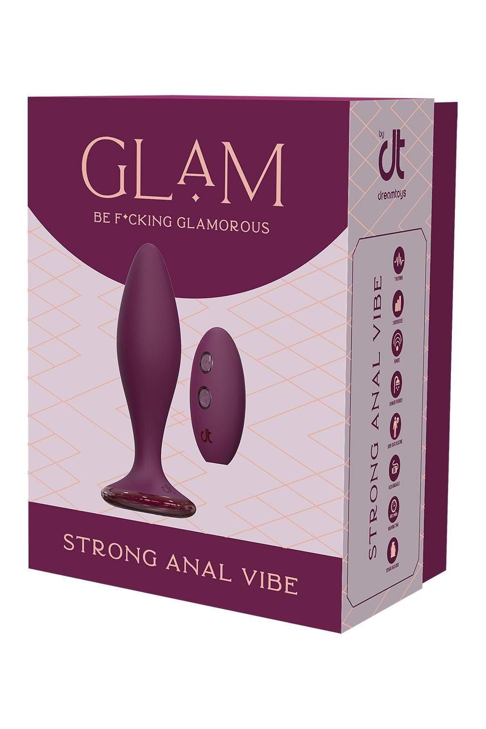 Korek analny Glam Strong Anal Vibe, 12.8 cm (fioletowy)