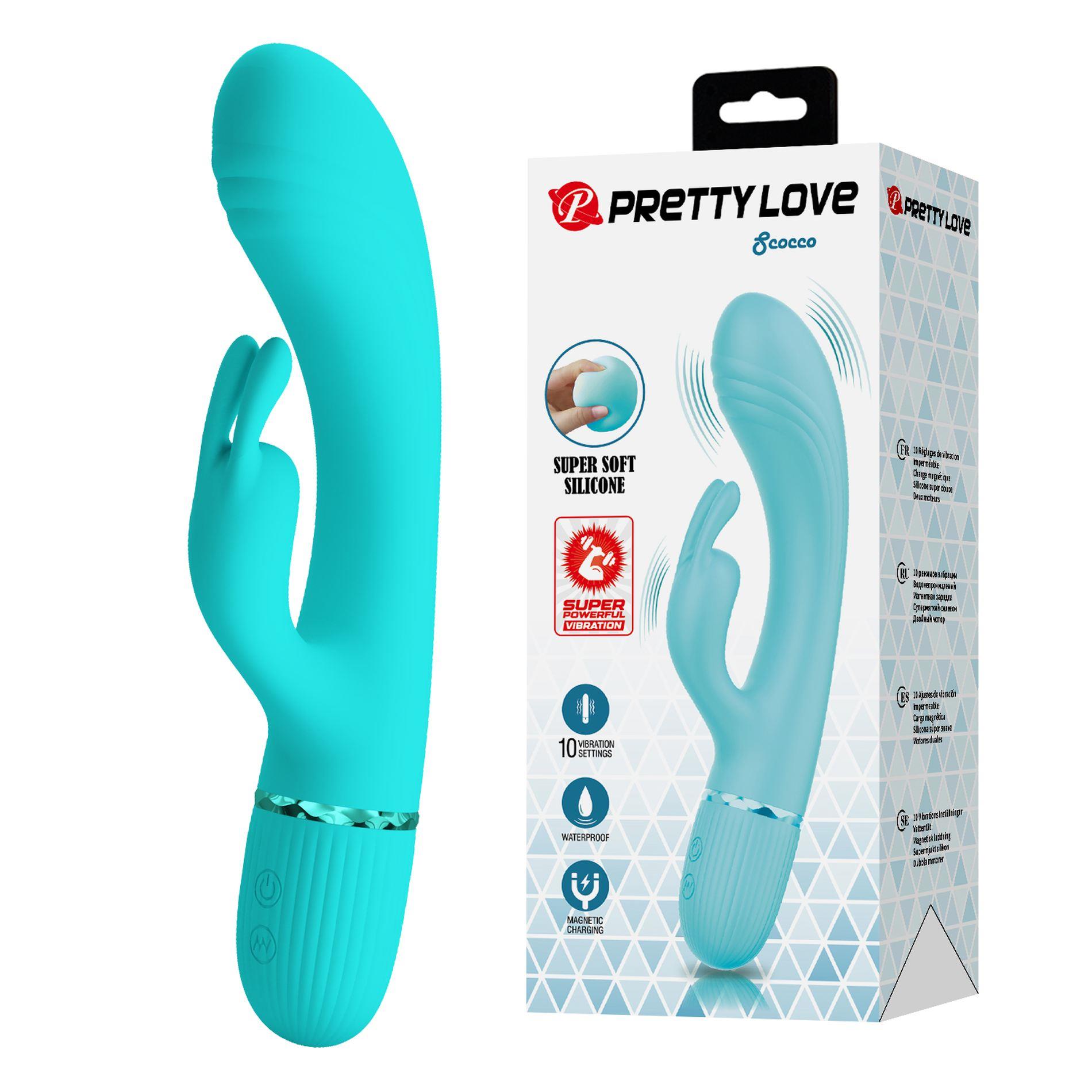 Вибратор-кролик Pretty Love Scocco, 20 см (бирюзовый)