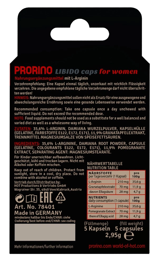 Капсули для жінок Hot Prorino, 5 шт