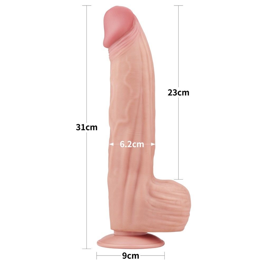 Фалоімітатор LoveToy Sliding-Skin Dual Layer Dong King Sized, 31 см (тілесний)