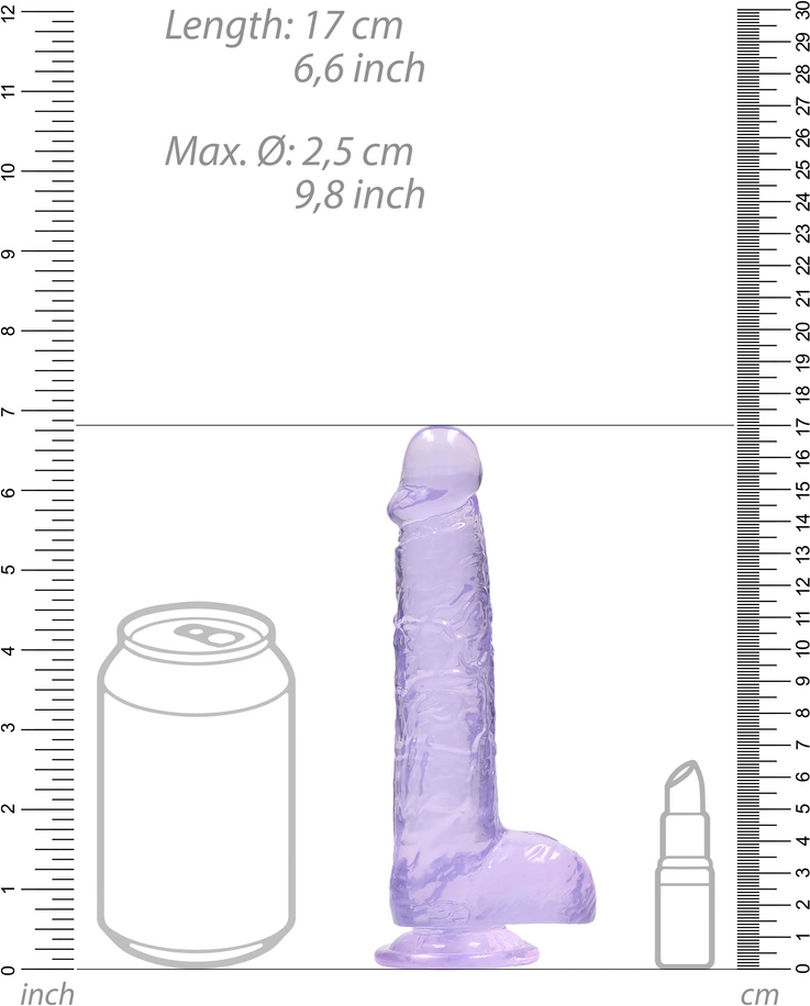 Dildo RealRock Crystal Clear Dildo Realistic, 17 cm (fioletowy)