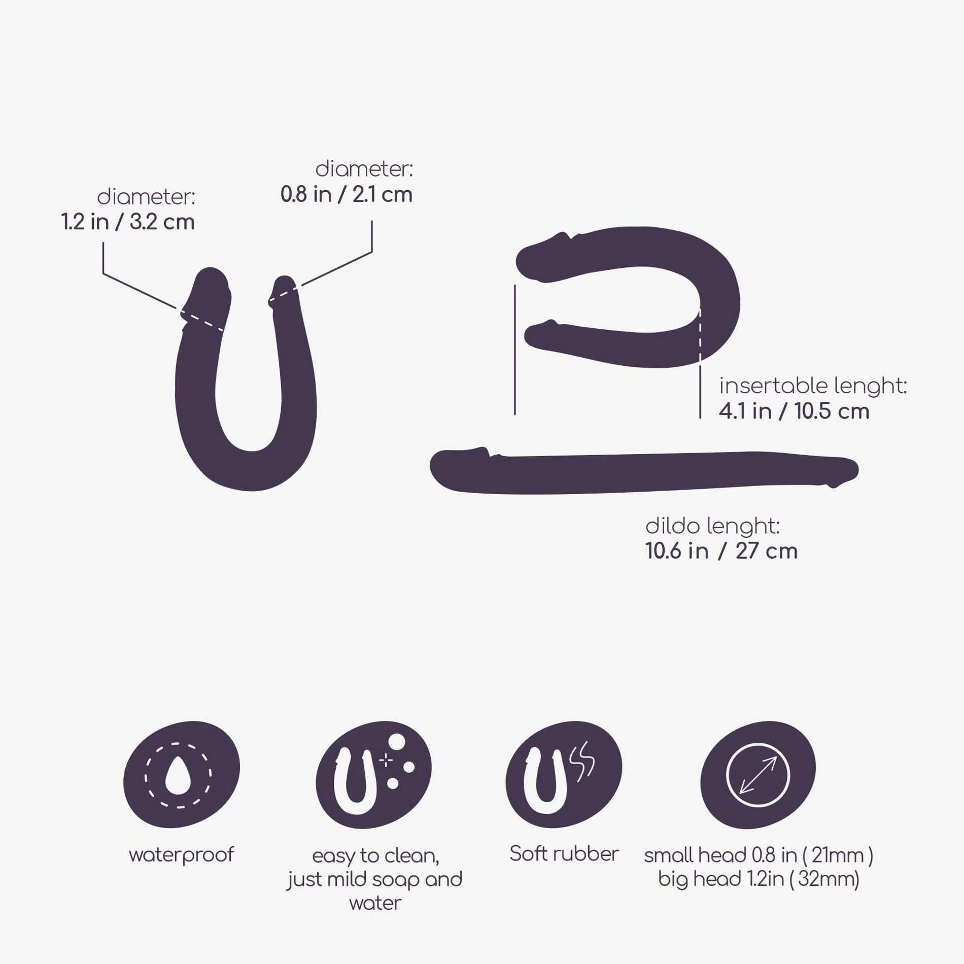 Двухсторонний фаллоимитатор Crushious Double Trouble, 27 см (розовый)