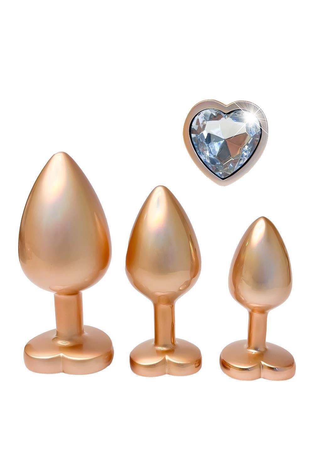 Zestaw korków analnych Dream Toys Gleaming Love Set, 3 szt (złoto)