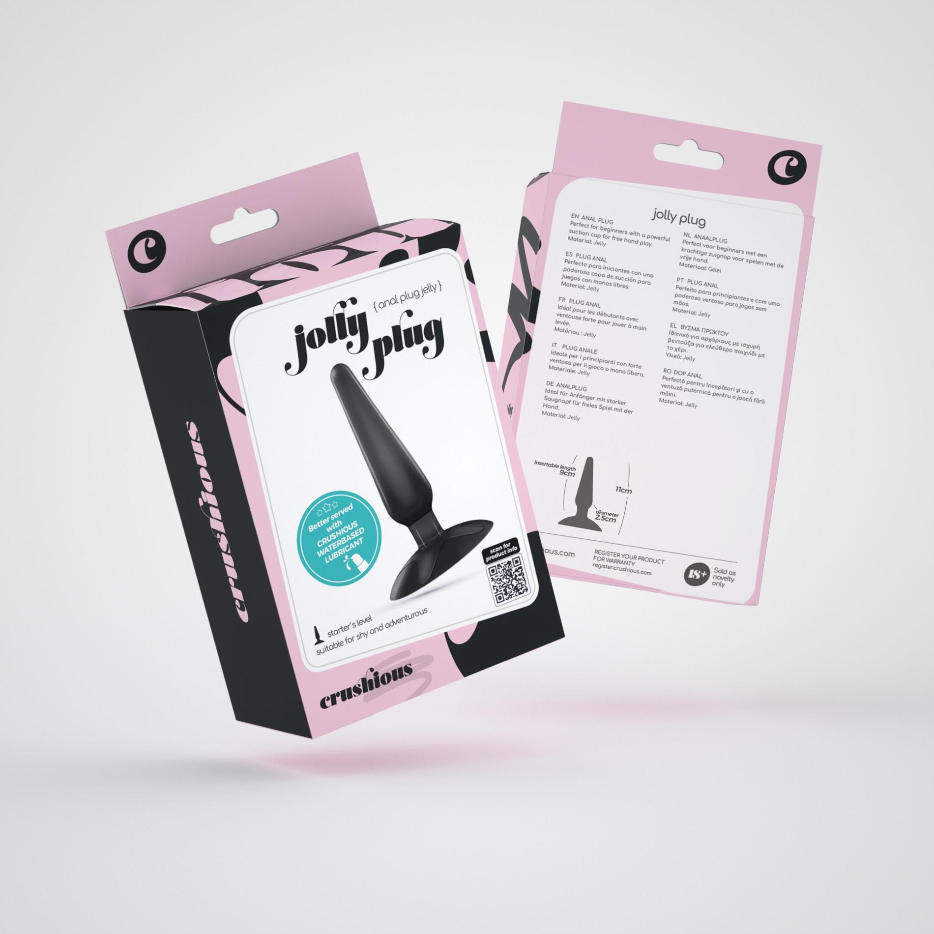 Korek analny Crushious Jolly, 11 cm (czarny)