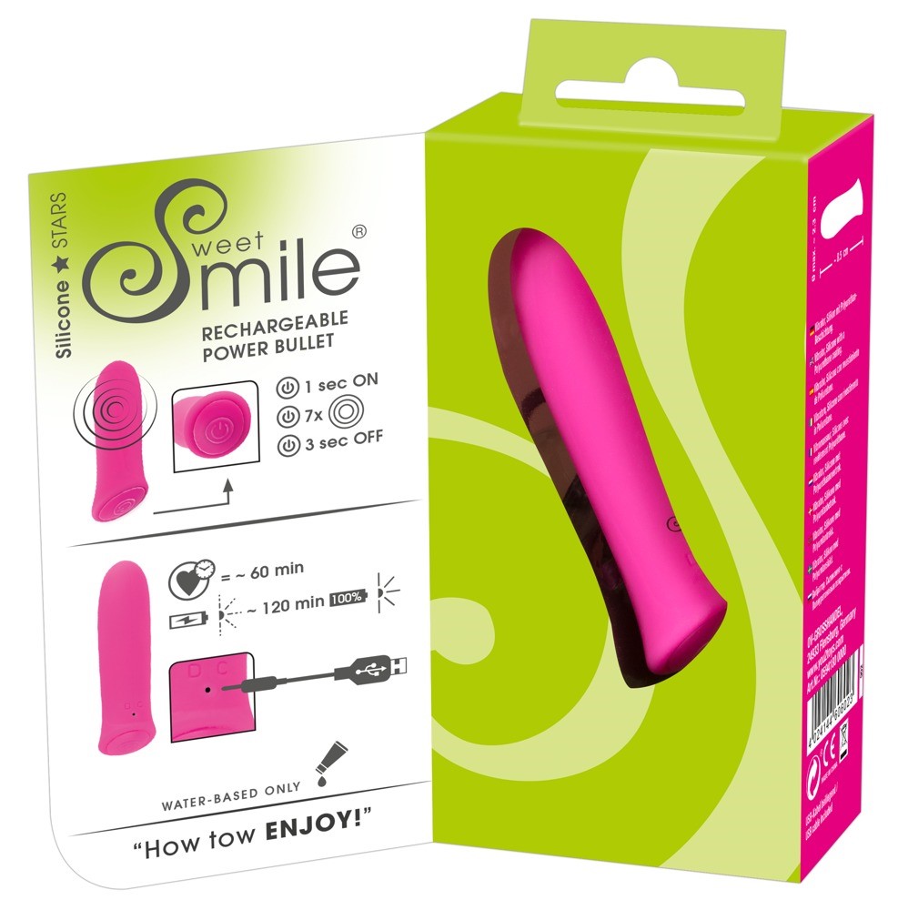 Вибратор Sweet Smile Rechargeable Power Bullet, 8,5 см (розовый)