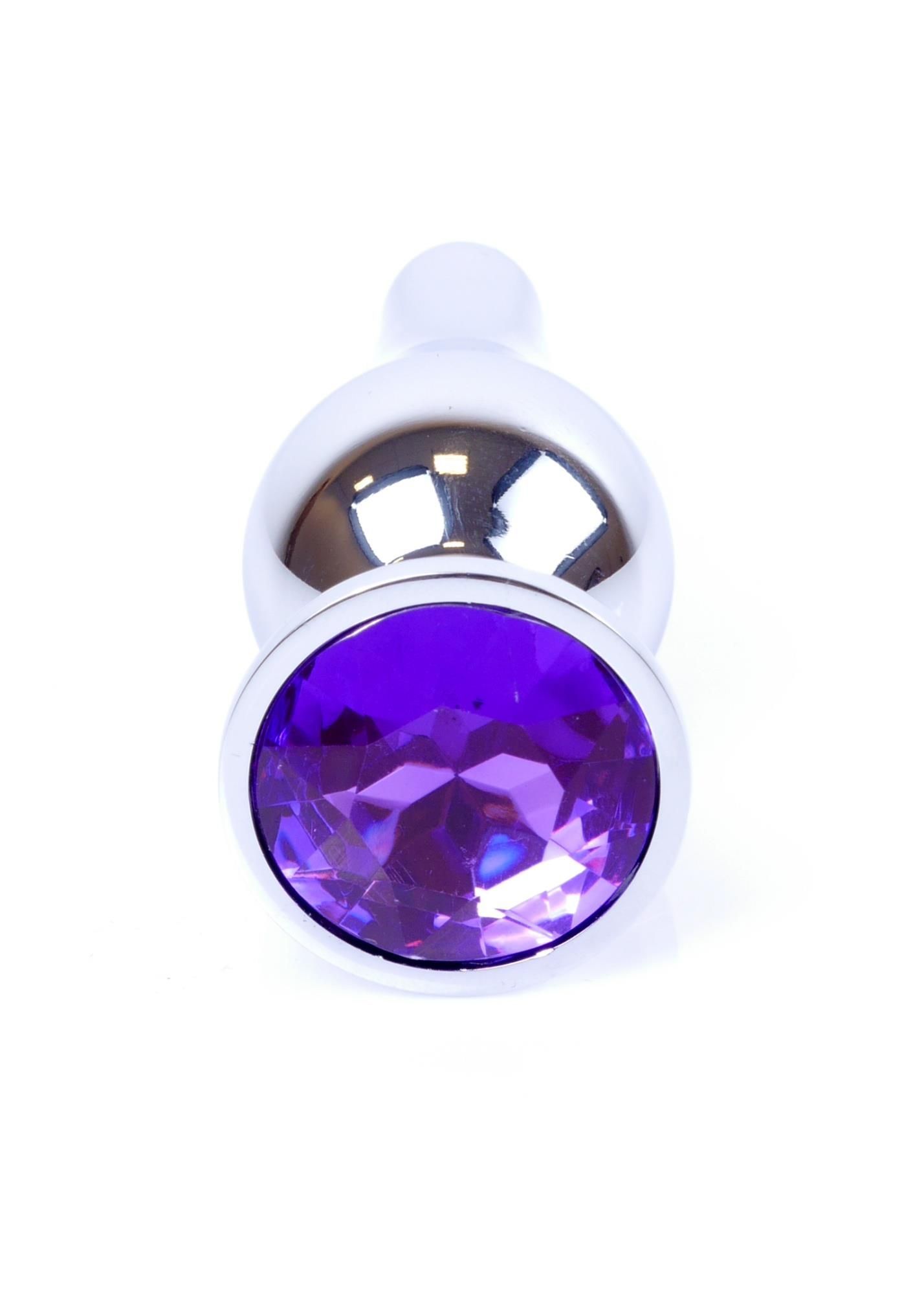 Анальна пробка з кристалом Jewellery Silver Butt Plug, 9,3 см (фіолетовий)