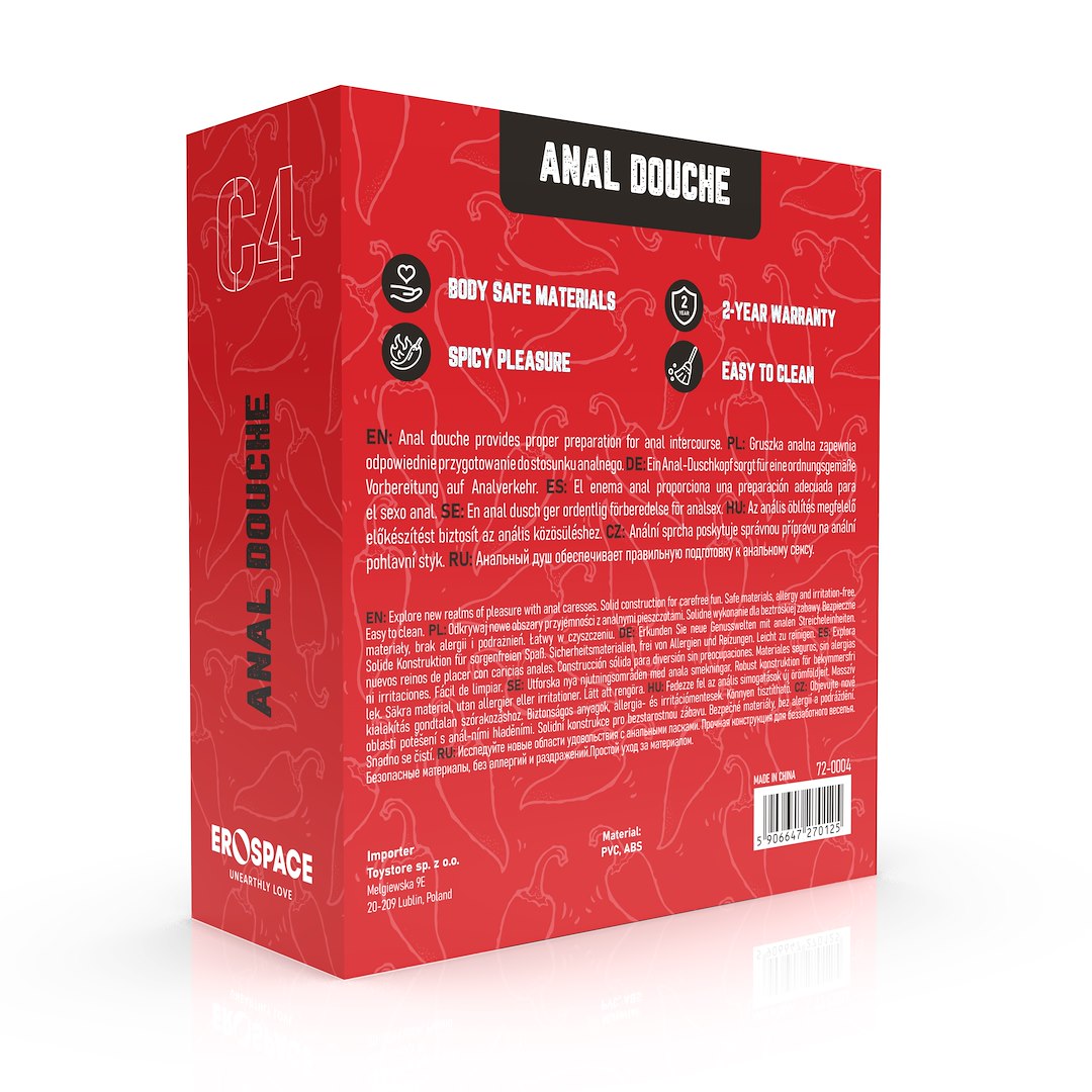 Анальный душ Erospace Wild Play C4, 310 мл (черный)