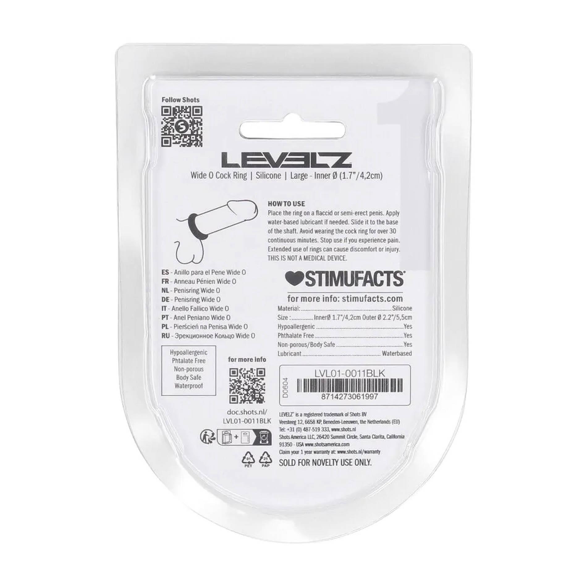 Эрекционное кольцо Levelz Wide O Silicone Cockring L, 4.2 см