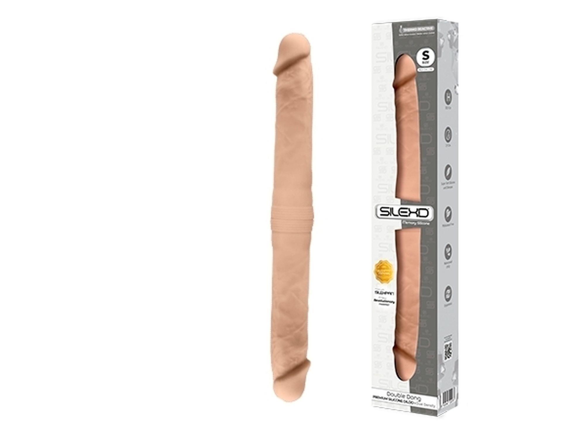 Silexd Double Dong S Flesh - Dildo podwójne, W kolorze cielistym, 38.5 cm