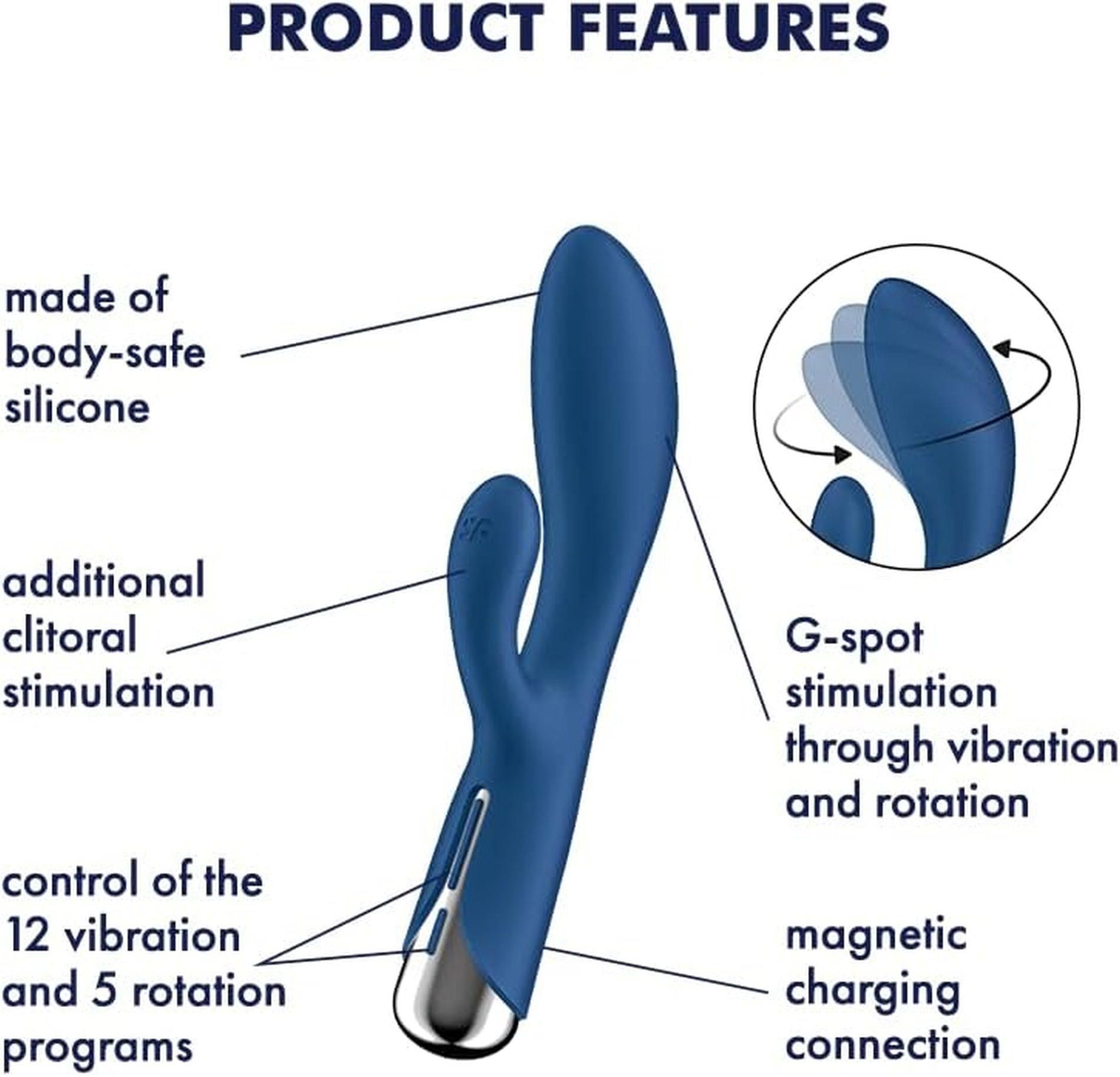 Вібратор-кролик Satisfyer Spinning Rabbit 1, 20 см (синій)