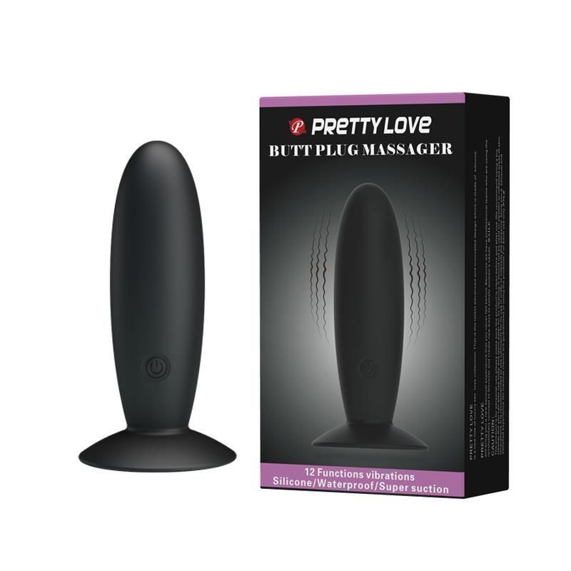 Korek analny Pretty Love Butt Plug Massager, 11 cm (czarny)