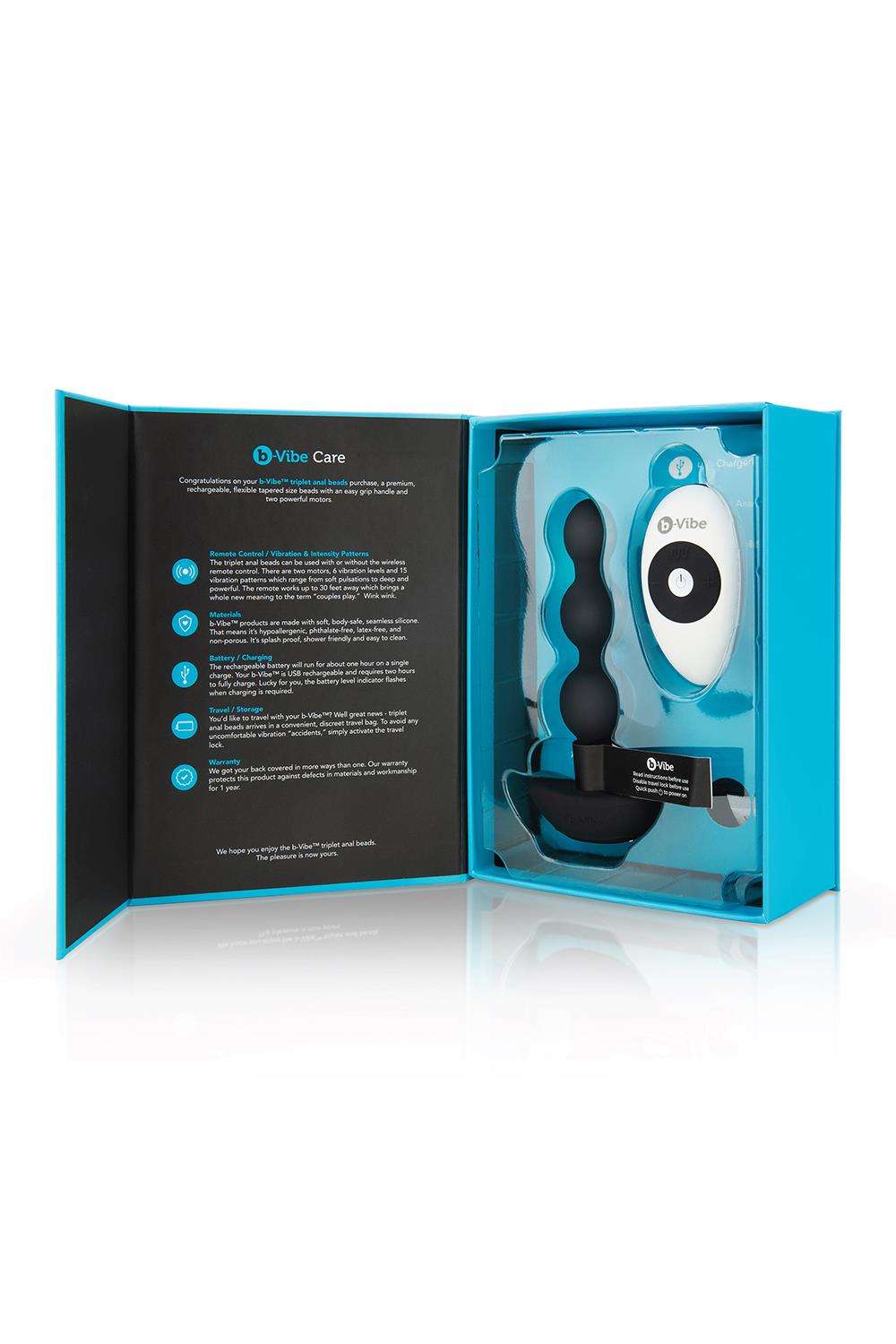 Korek analny B-Vibe Triplet, 13.8 cm (czarny)