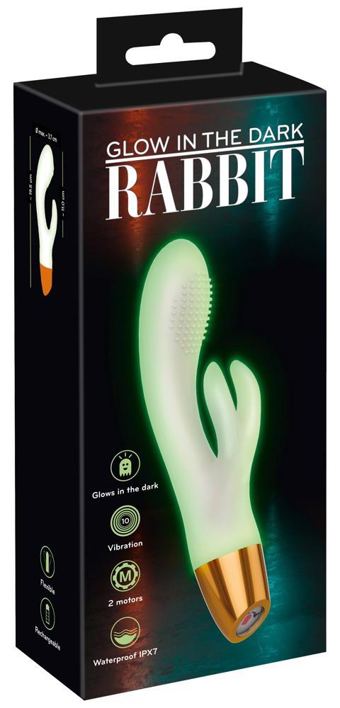 Вибратор-кролик Glow In The Dark Rabbit, 19.5 см (белый)