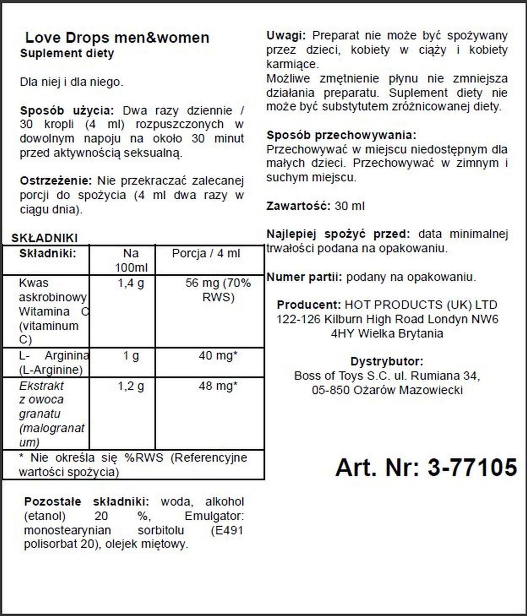 Капли Hot Love Drops Men + Women, 30 мл