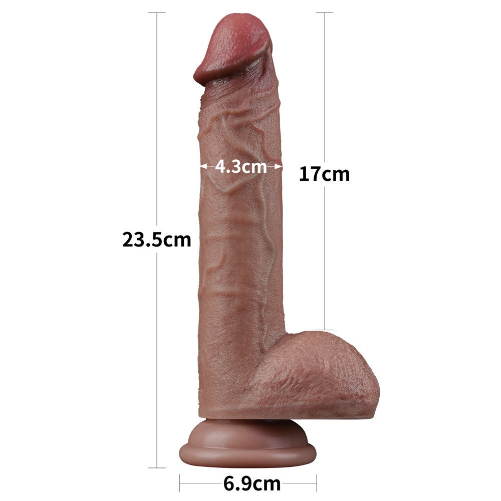 Фаллоимитатор Dual Layered Silicone Nature Cock 9'', 23.5 см (коричневый)