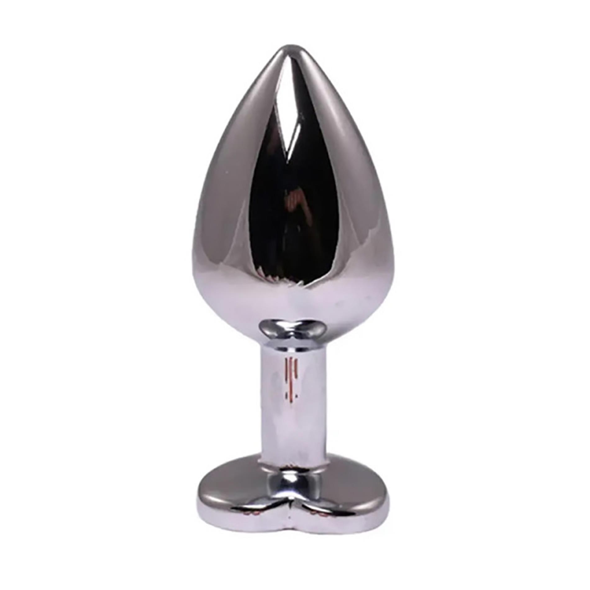 Korek analny Fantasy Silver Butt Plug Heart-Shaped M, 8 cm (czarny)