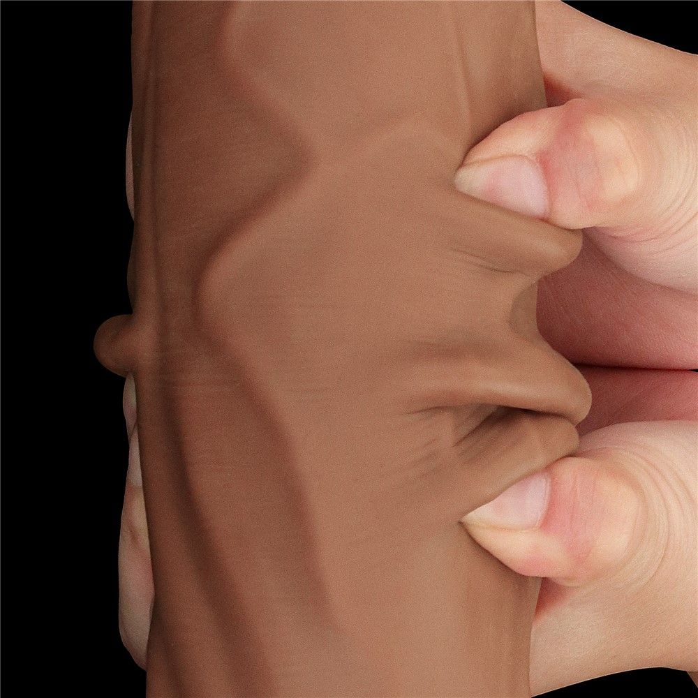 Dildo LoveToy Sliding-Skin Dual Layer Dong King Sized, 31 cm (brązowy)
