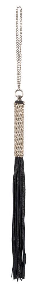 Flogger Mini Whip Rhinestones, 40 cm (czarny)