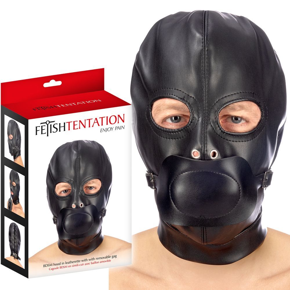 Маска Fetish Tentation Enjoy Pain BDSM Hood With Gag, черный