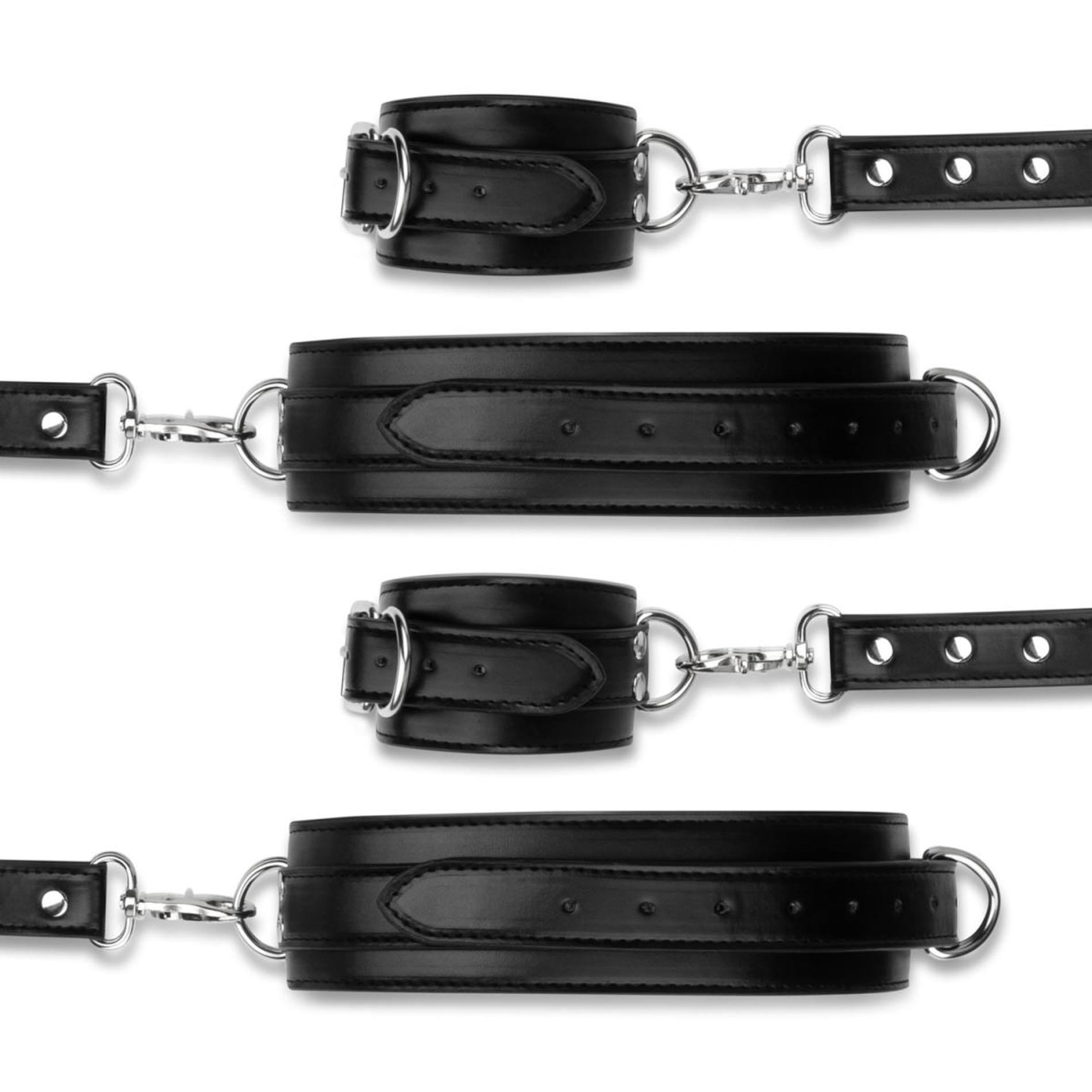 Bedroom Fantasies Bondage Cross Wrist and Leg Cuffs - Zestaw do bondageYou2Toys, Czarny, 25 cm
