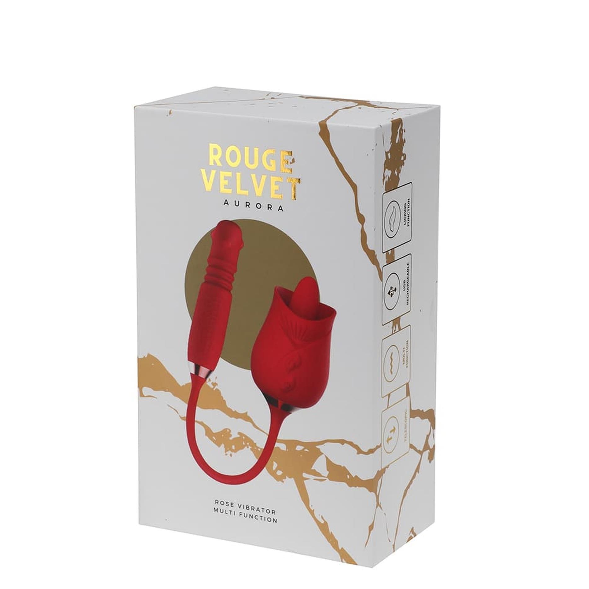 Вибратор Rouge Velvet Rose Aurora, 33 см (красный)