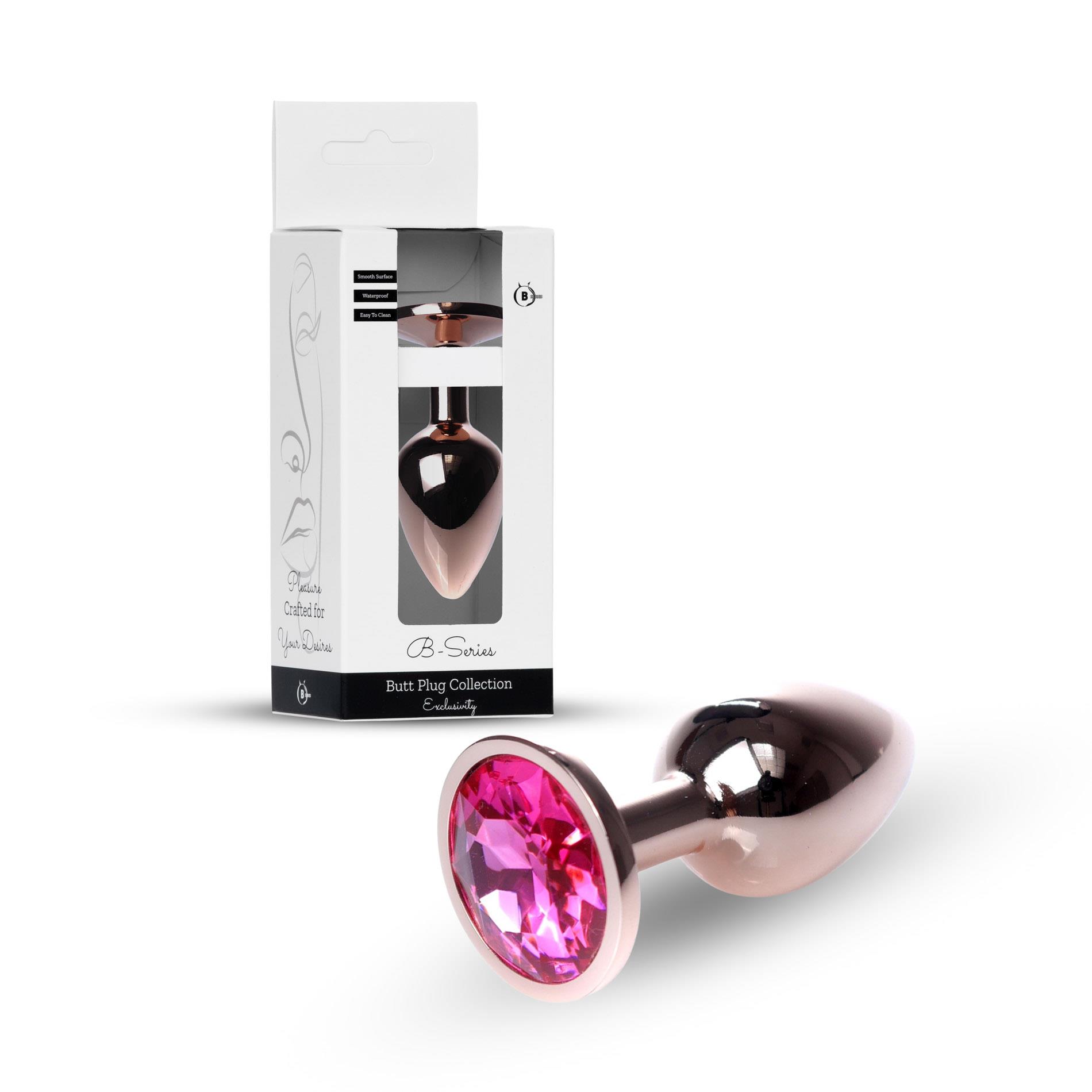 Анальна пробка з кристалом B - Series HeavyFun Plug-Jewellery, 7 см (рожевий)
