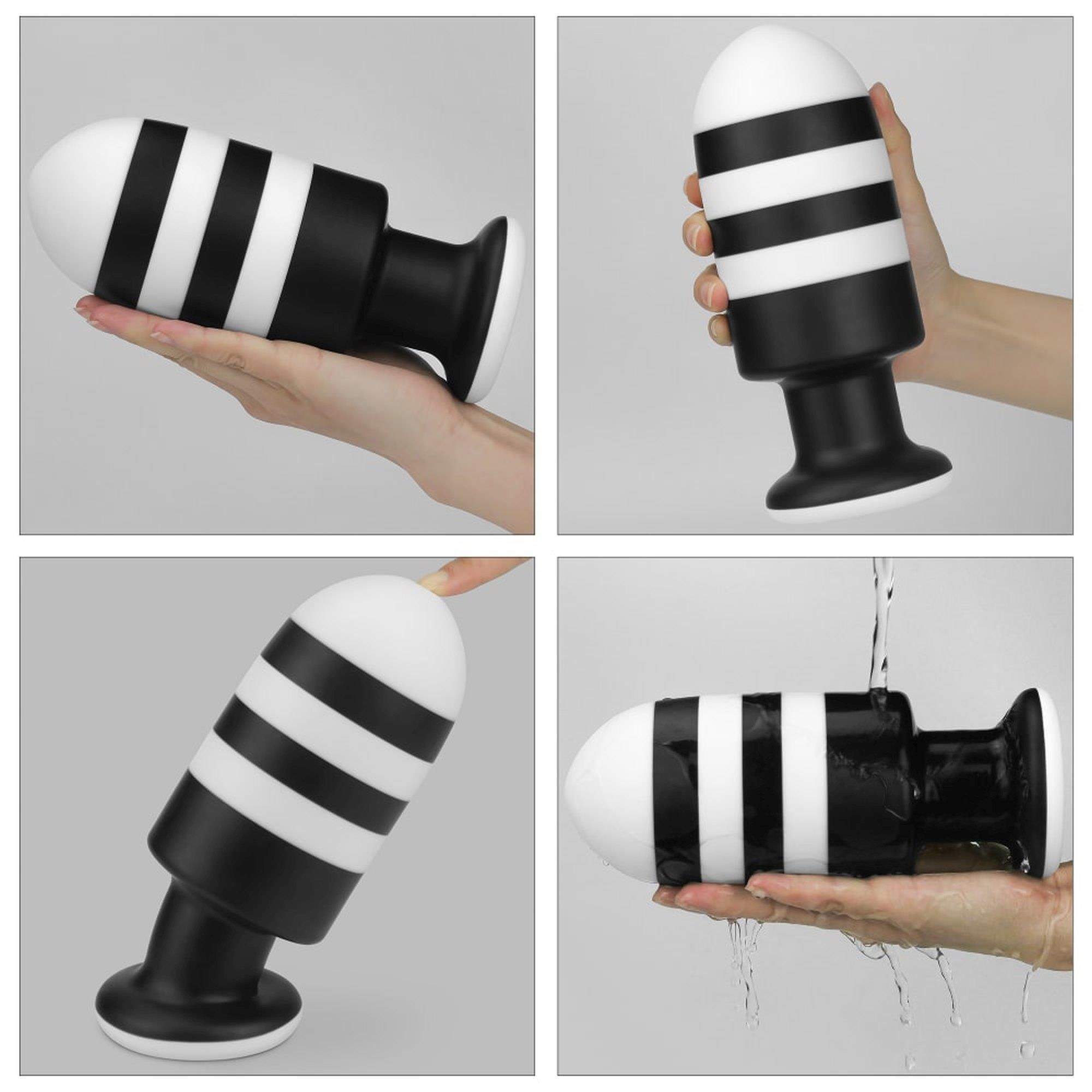 Korek analny LoveToy X-Missioner, 19,5 cm (czarny-biały)