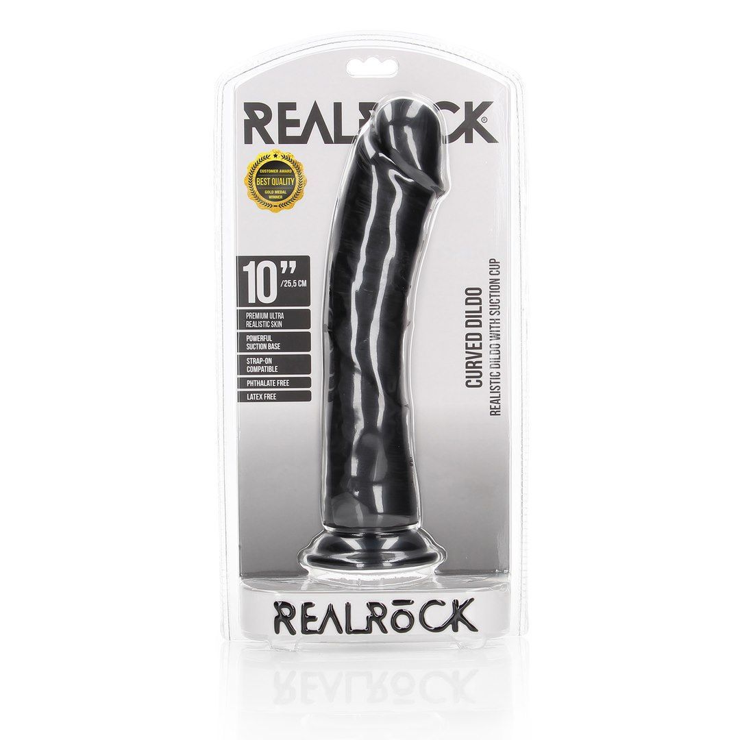 Фаллоимитатор RealRock Curved Realistic 10", 28 см (черный)